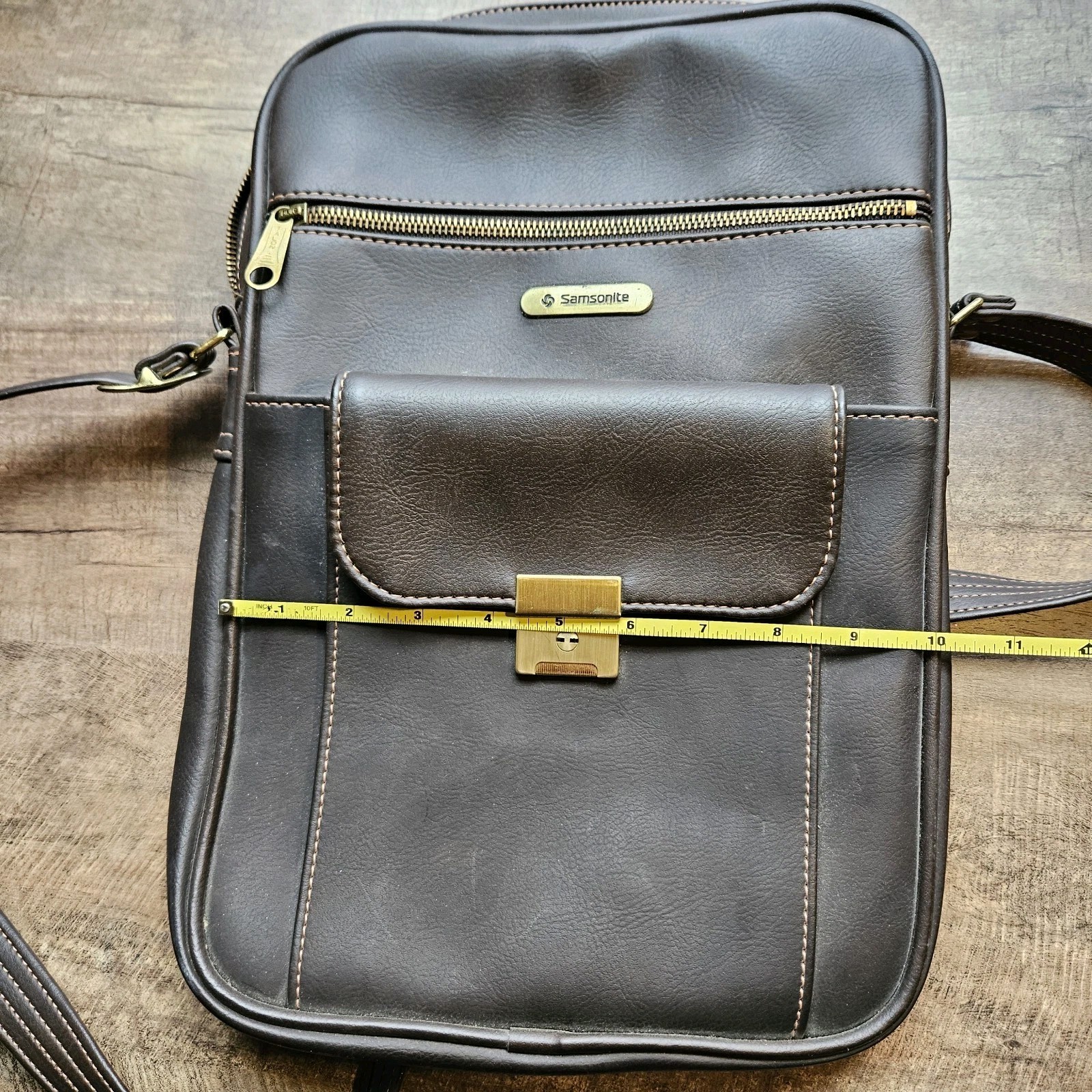 Vintage Samsonite Leather Shoulder Bag Carry-On Luggage Men’s Dark Brown Clean!