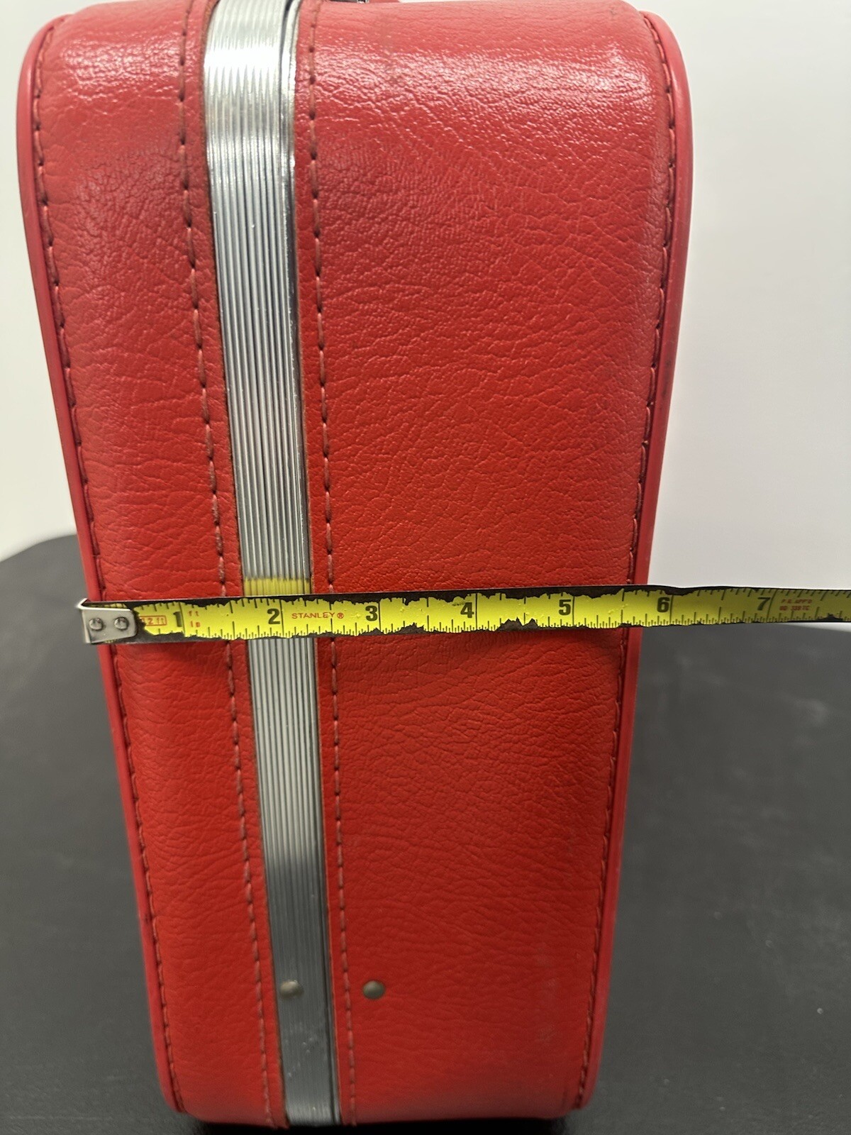 Rare Mid Century AMELIA EARHART Red Suitcase / Luggage Silver Liner No Keys