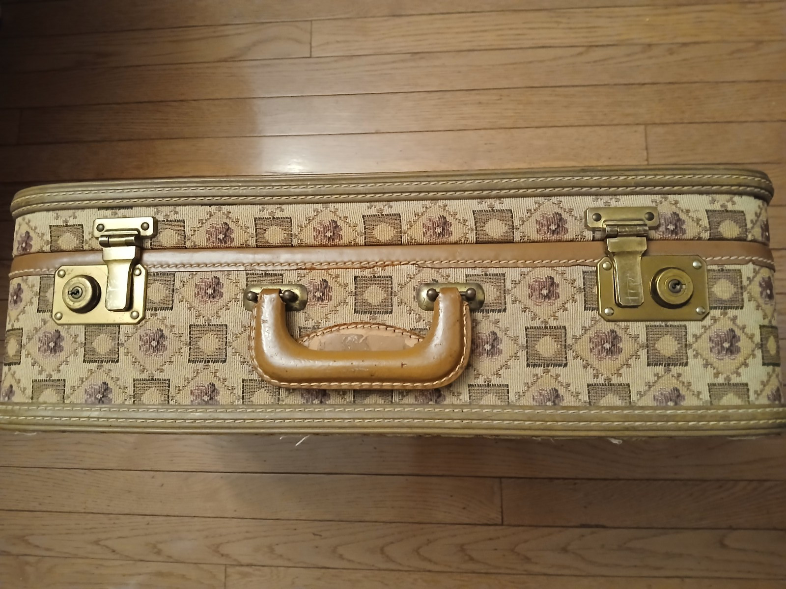 Antique Vintage 50s GS Stylite Philadelphia PA Deluxe Suitcase Classic Fabric