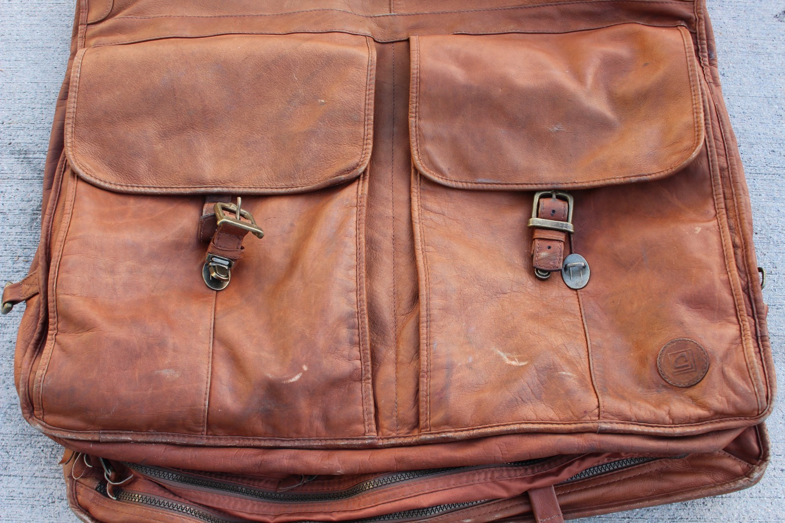 Vintage All Leather Garment Bag Travel Bag One of a Kind