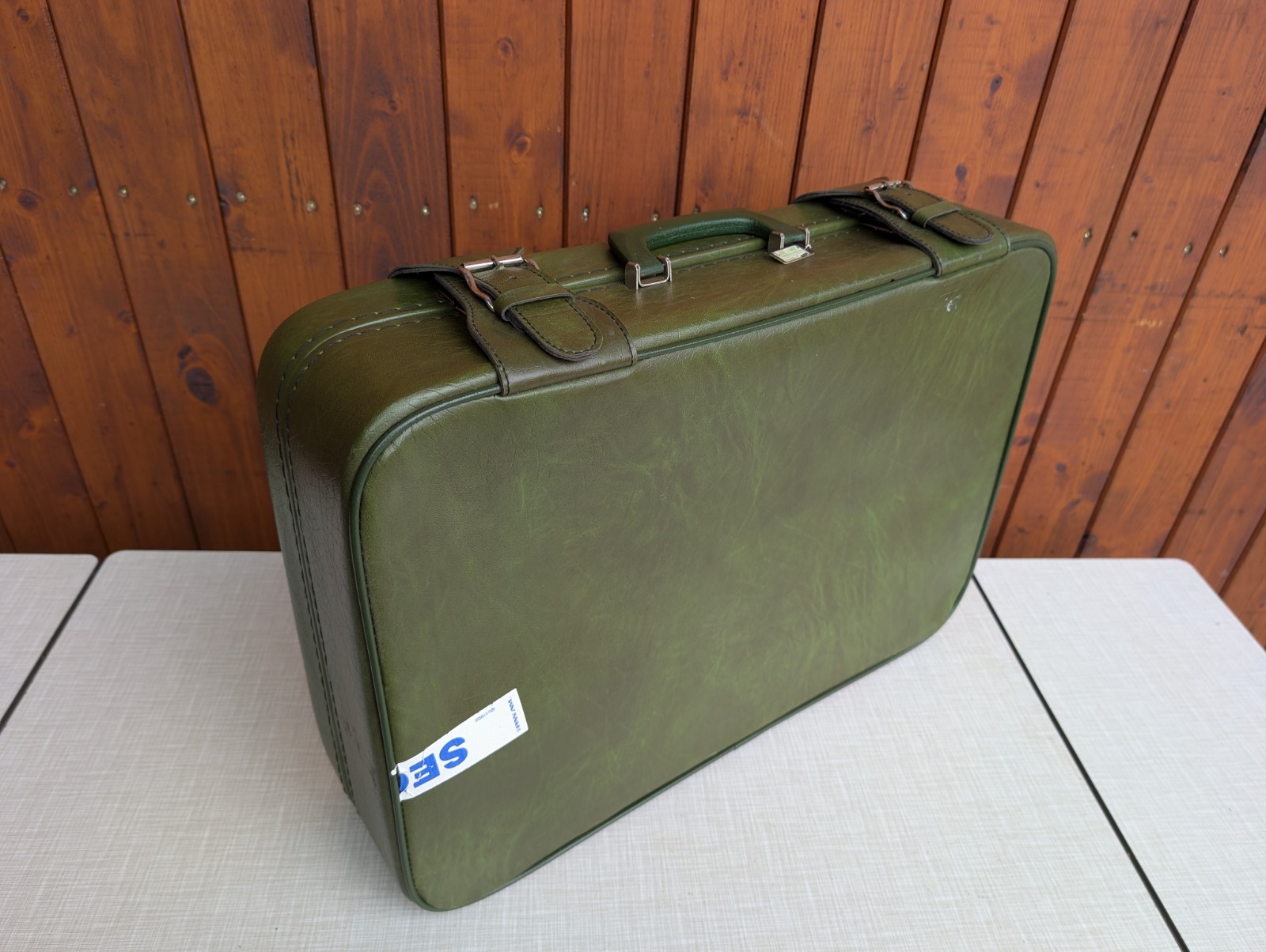 Vintage Retro Suitcase 70s Style Travel Case Green Weekender Mid Century 11