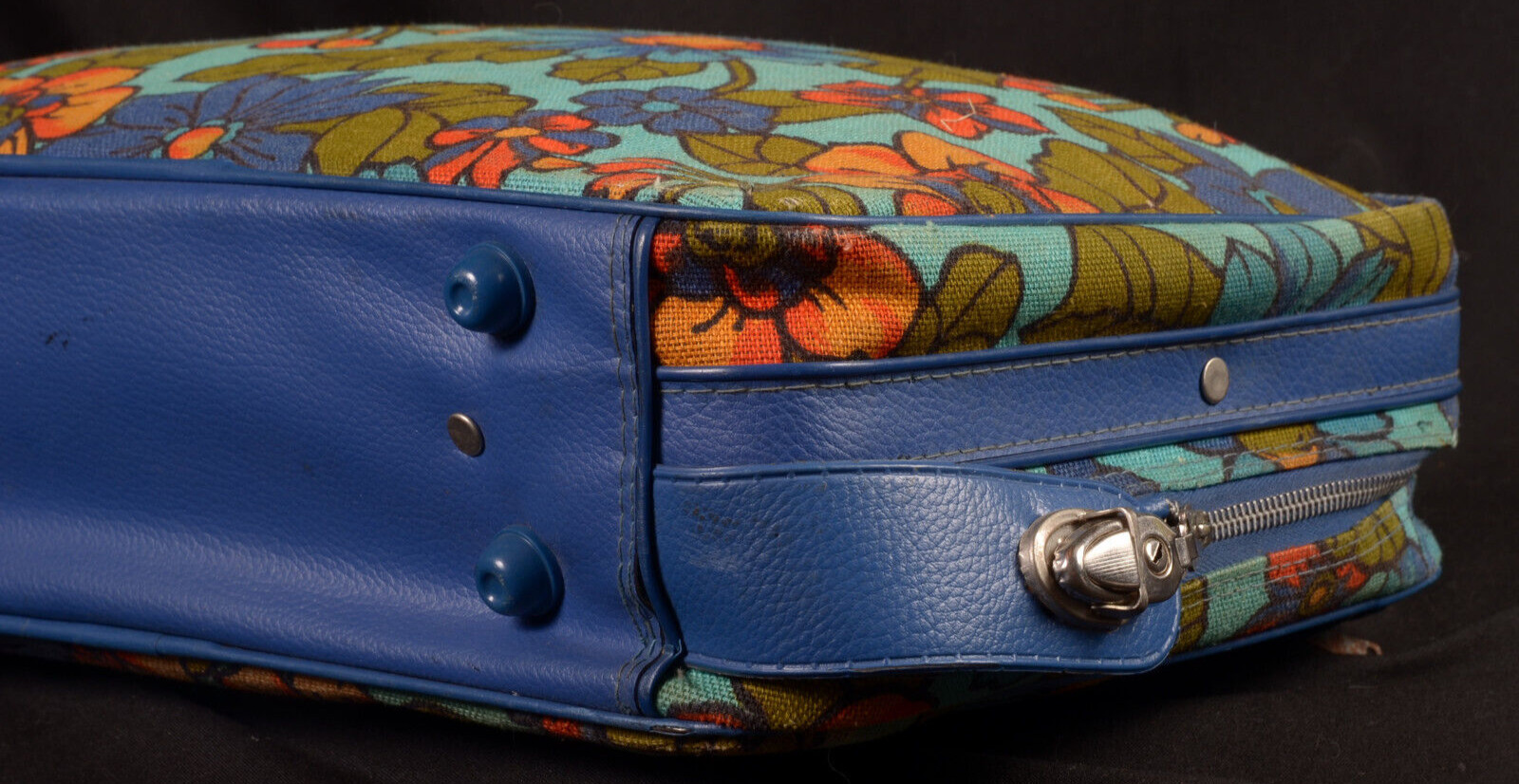 Blue Bantam Canvas Suitcase Zip Boho Flower Power Travel Peter’s Bag Luggage Art