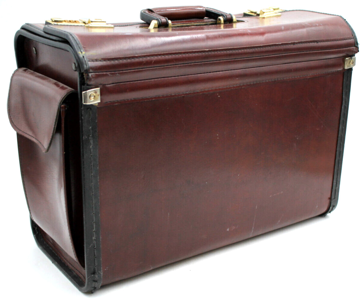 8x12x18″ Brandy Wine Red Leather Audit Attorney Bag Attache Satchel Comb Lock+++
