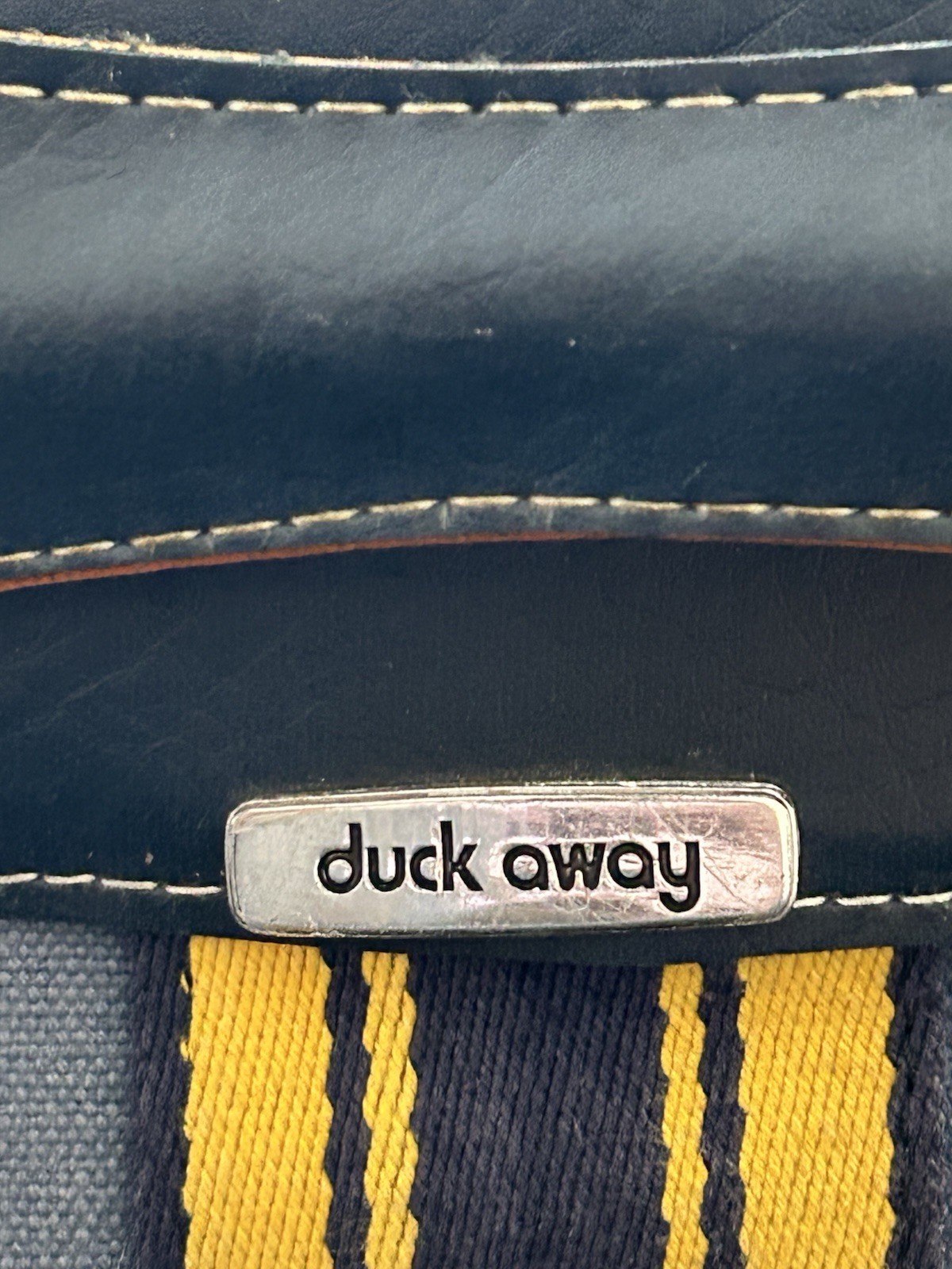 Vintage Duck Away Bag 1970s Made In Japan Canvas Bag Blue Yellow Leather Trim