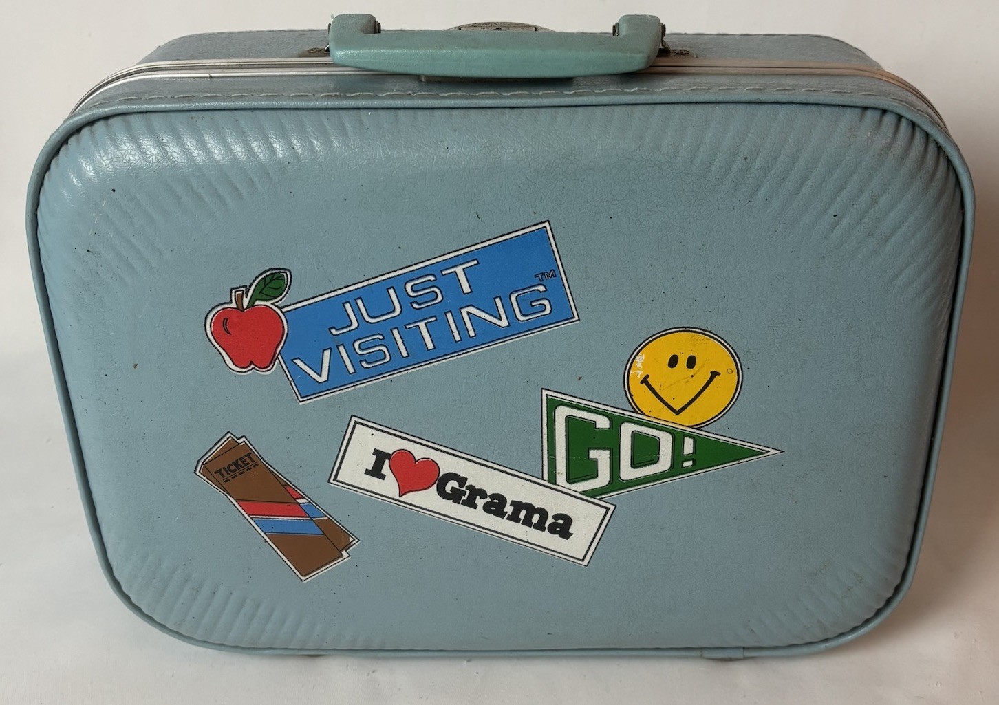 Vintage Lot Of 2 Child’s Boy’s Suitcases Going To Grandmas Blue Nesting