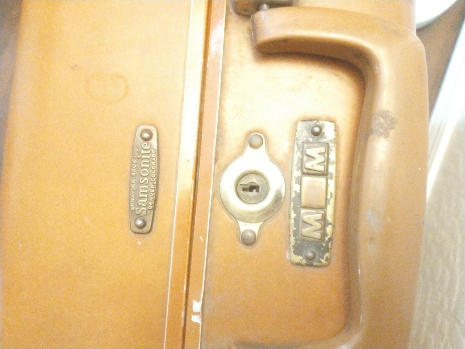 Vtg Large Samsonite 24″ Shwayder Bros. Leather Hard Shell Luggage Suitcase Brown