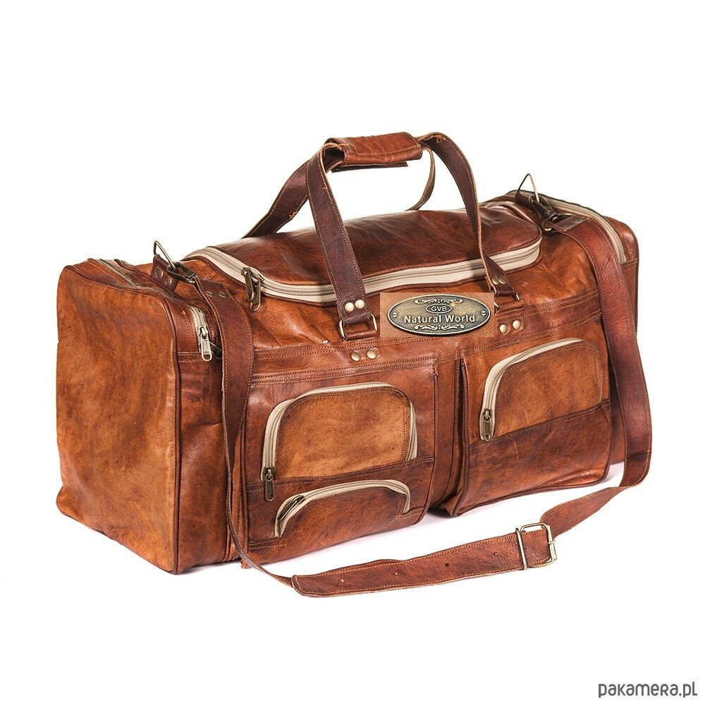 New Leather Men Travel Bag Gym Luggage Genuine Vintage Brown (Huge Inside Space)