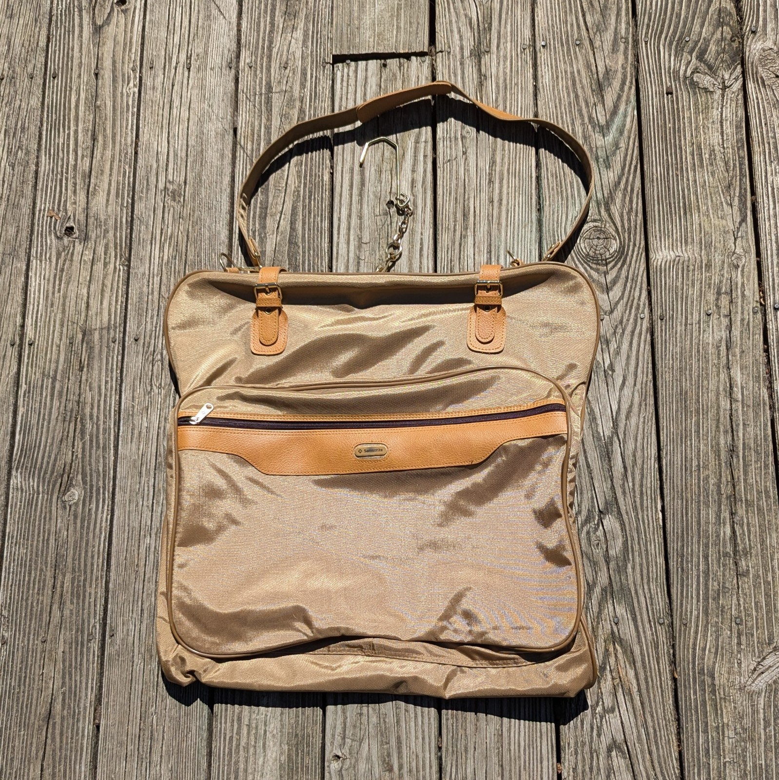 VTG Samsonite SPECIAL EDITION Suit Carrier Garment Bag Brown Strap 80s 2 Hangers