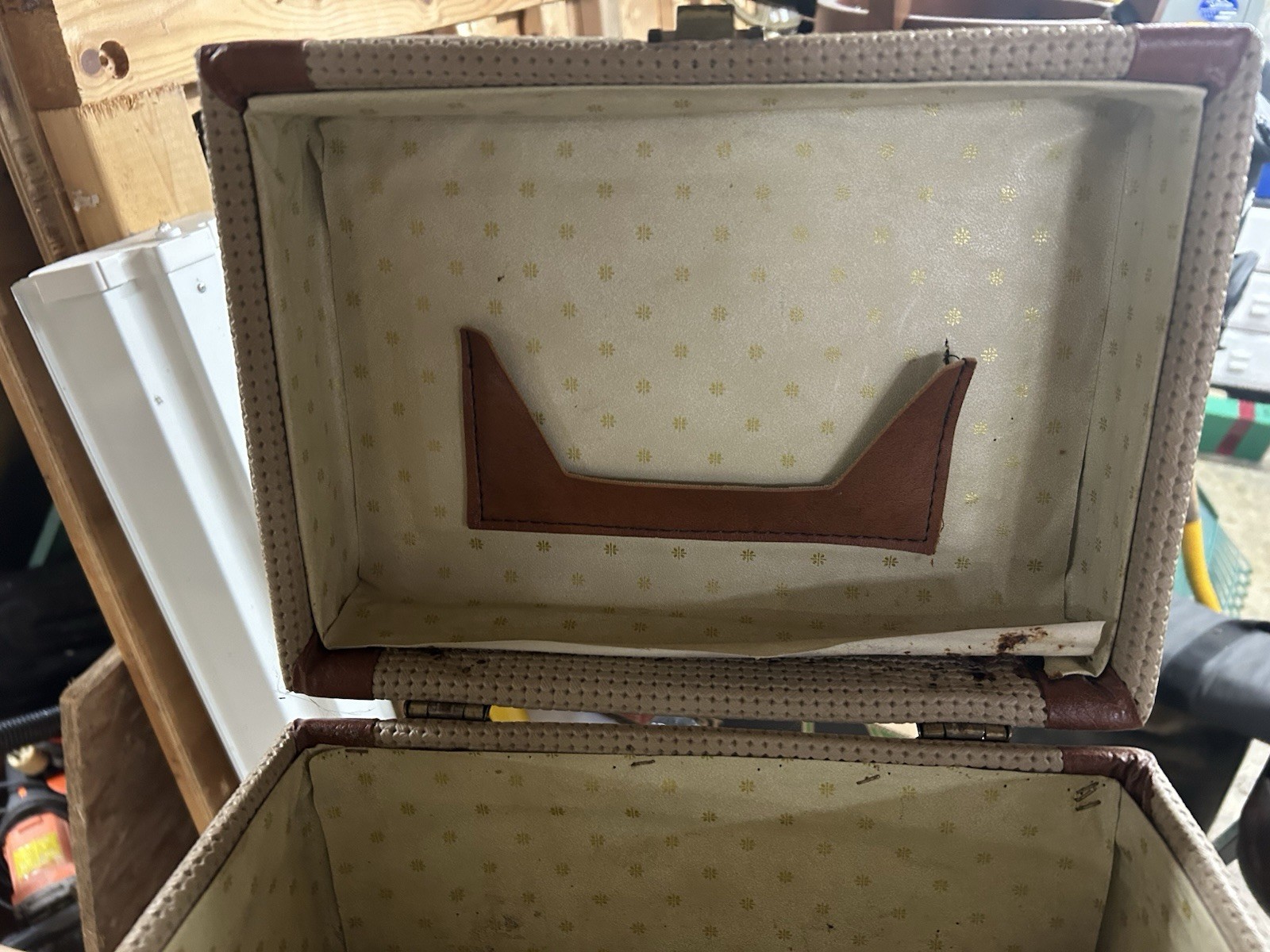 1940-50s Vintage Train Tweed / Leather Vanity Case baby boomer classicore