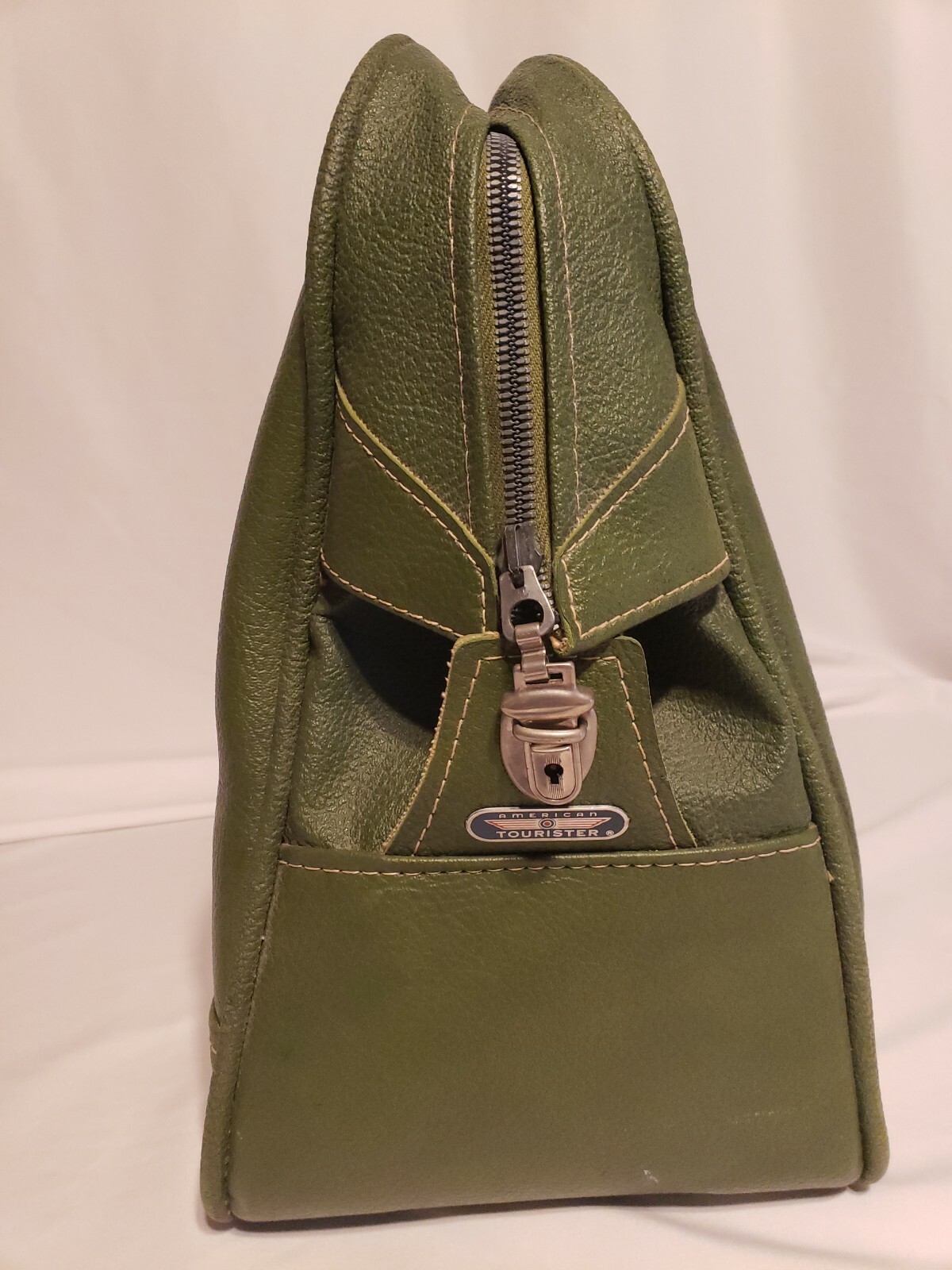 Vtg Green Amer Tourister Tiara Soft Sided Carry On Tote Overnight Bag Luggage
