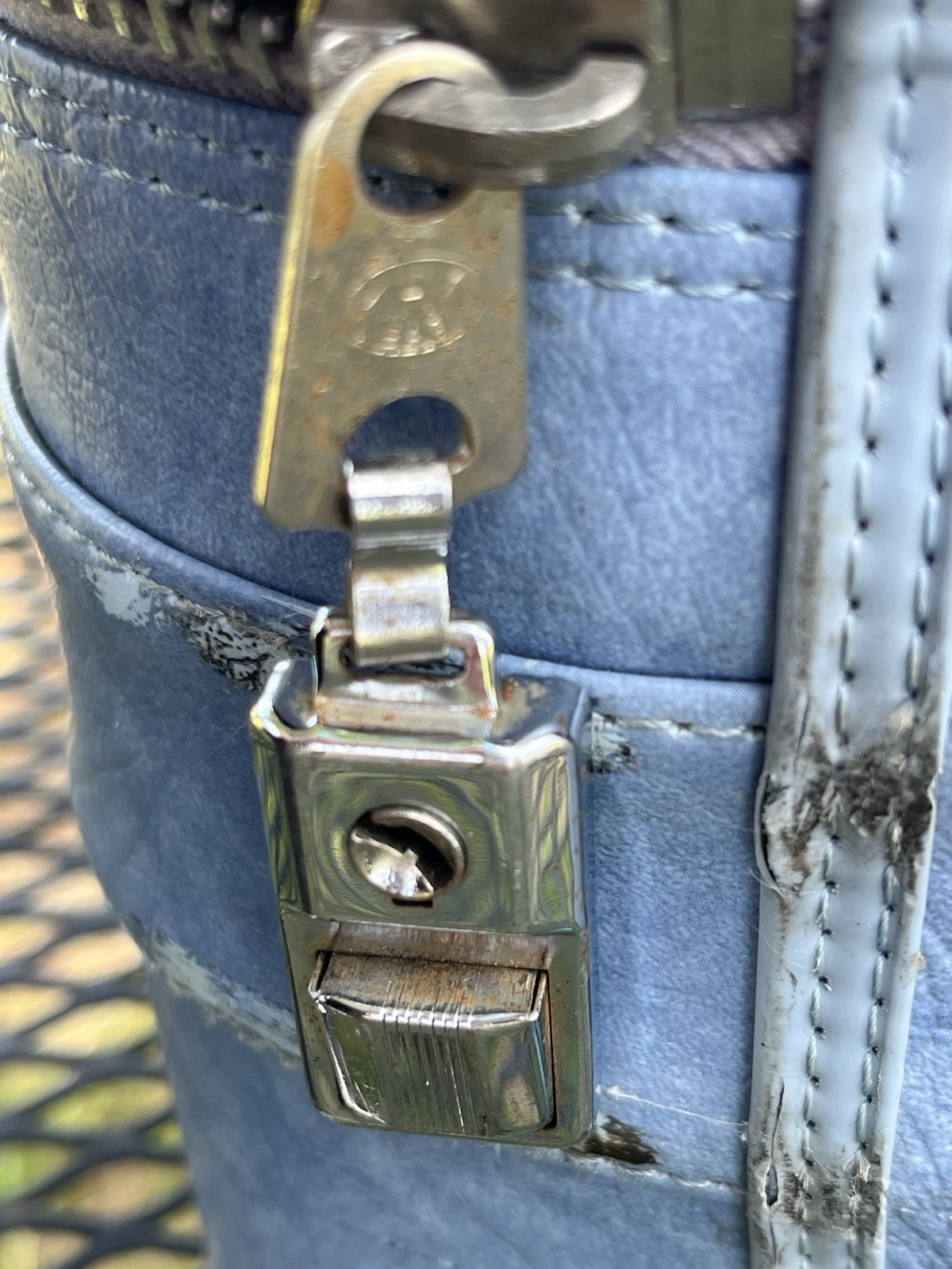 Vintage 1975 Escort By American Tourister Luggage. Leather.Baby Blue. SEE ALL