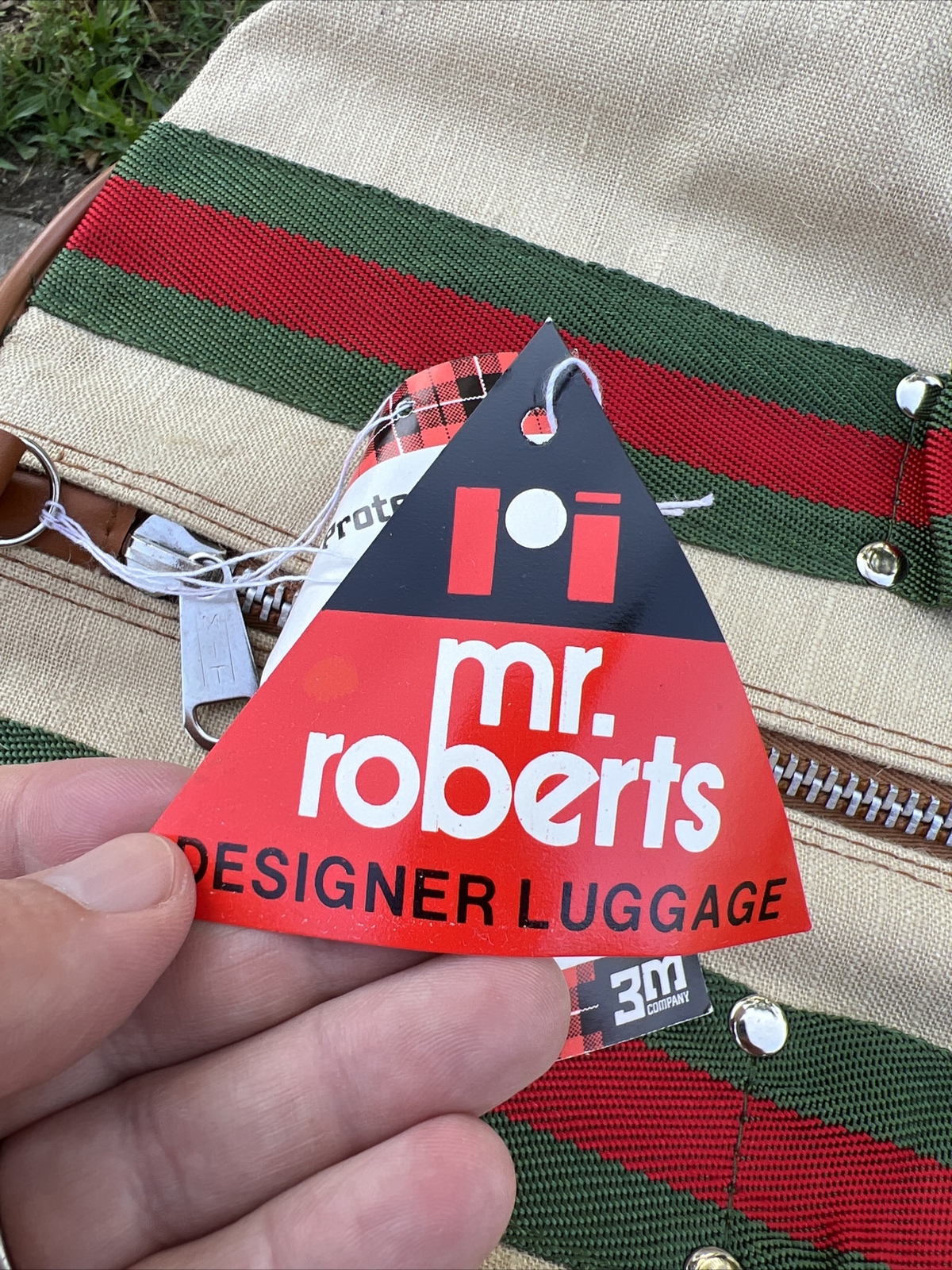 Mr Roberts Luggage Round Duffle Bag Vintage Stripe NOS Holdall Carryall 25×11