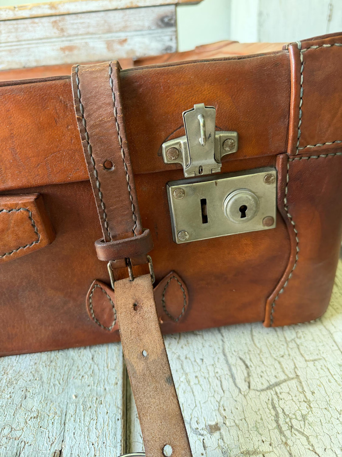 RARE Vintage French Leather Suitcase General Jacques Humbert Luggage WWII Milit