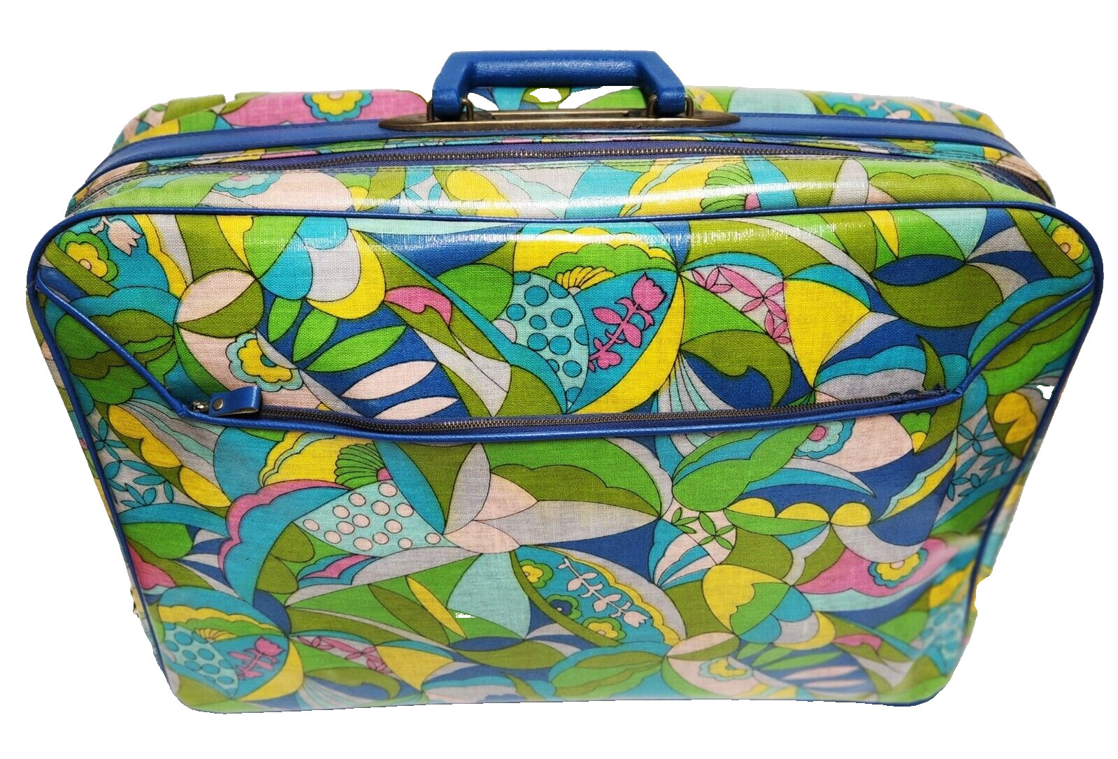 Vintage 1960’s Psychedelic Mod Carry On Suitcase Made In Japan 20″ x 14″ x 6″
