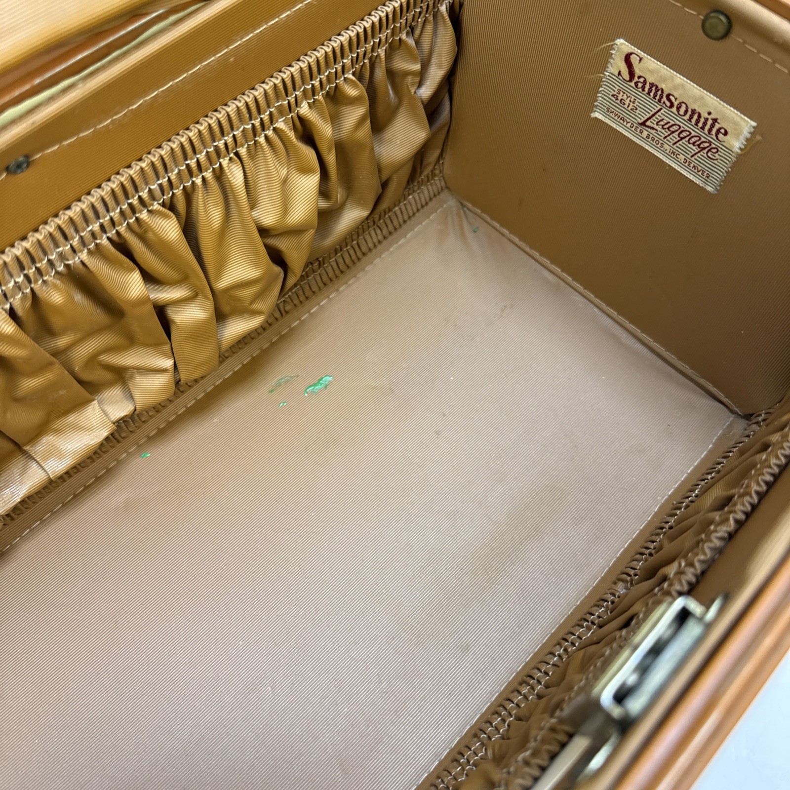 Vintage Samsonite Shwayder Bros Leather Luggage Train Case Brown No Key