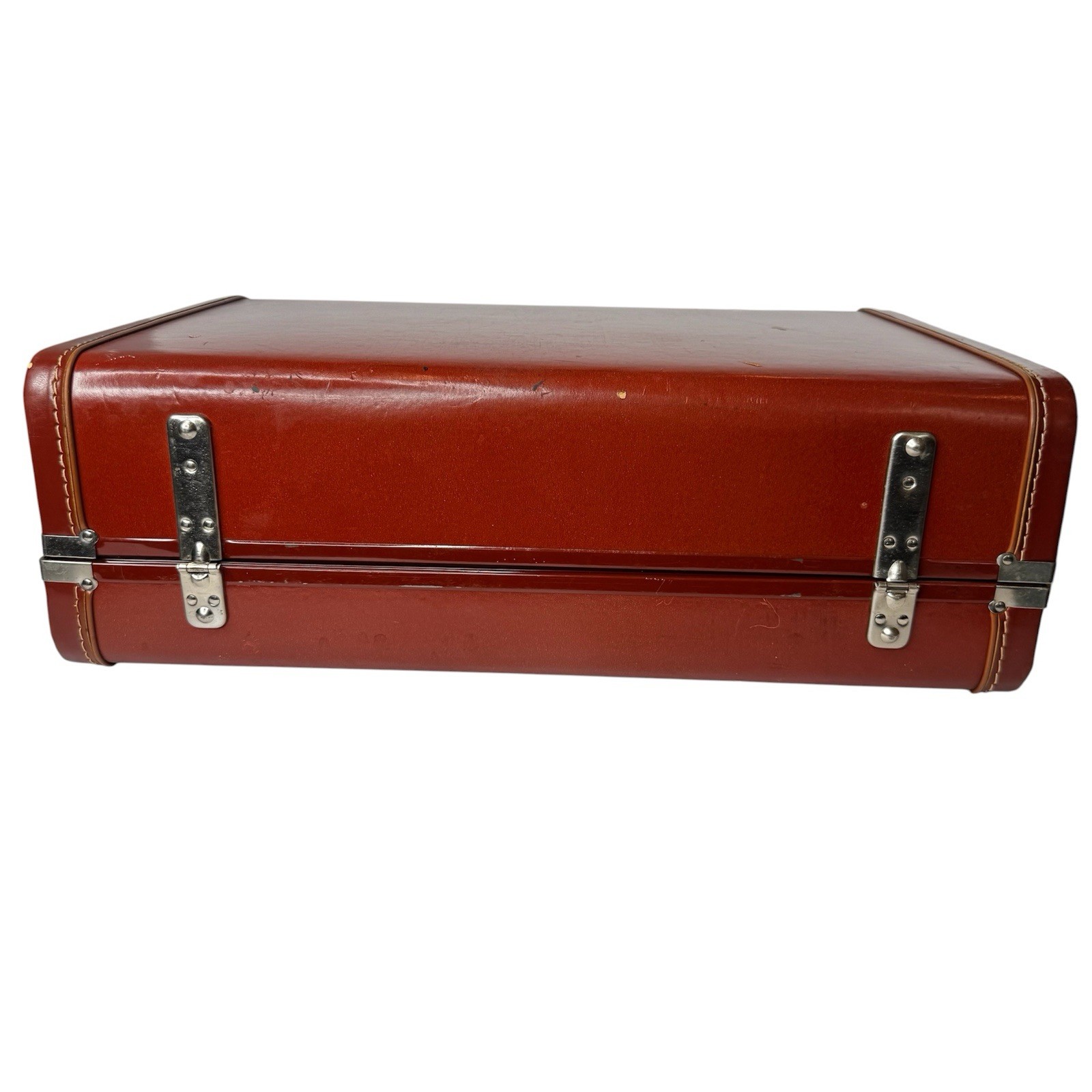 VTG Gateway Luggage Suitcase Hard Shell Brown 1940s 1950s Mid-Century Prop Decor