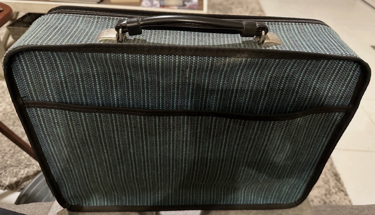 Vintage Avon Blue Woven Consultant Case Fabric Briefcase Sample Case