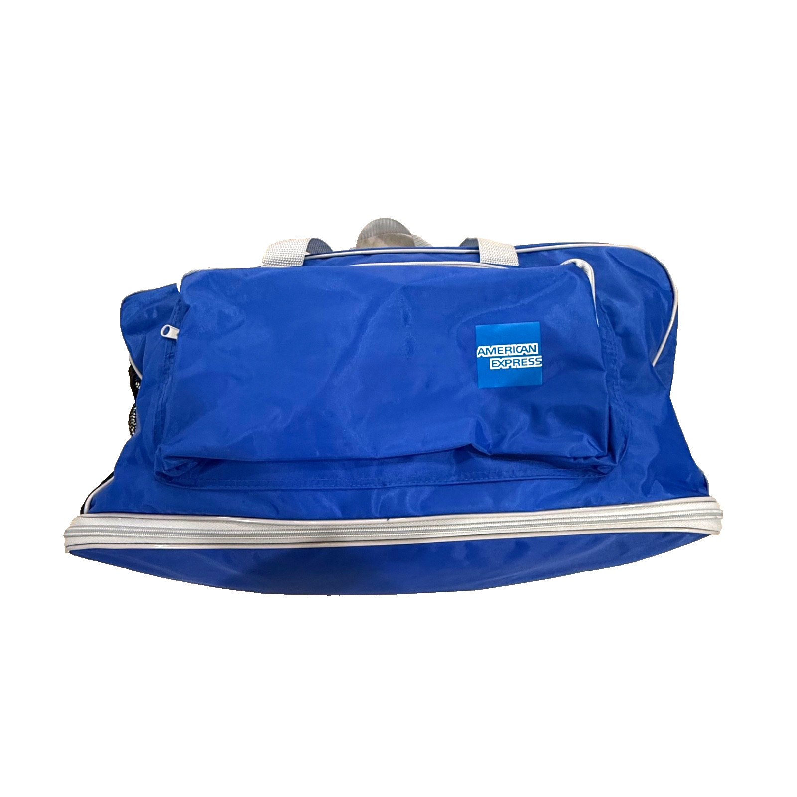 American Express Vintage Expandable Duffle/Gym Bag/Handles/Shoulder Strap Blue