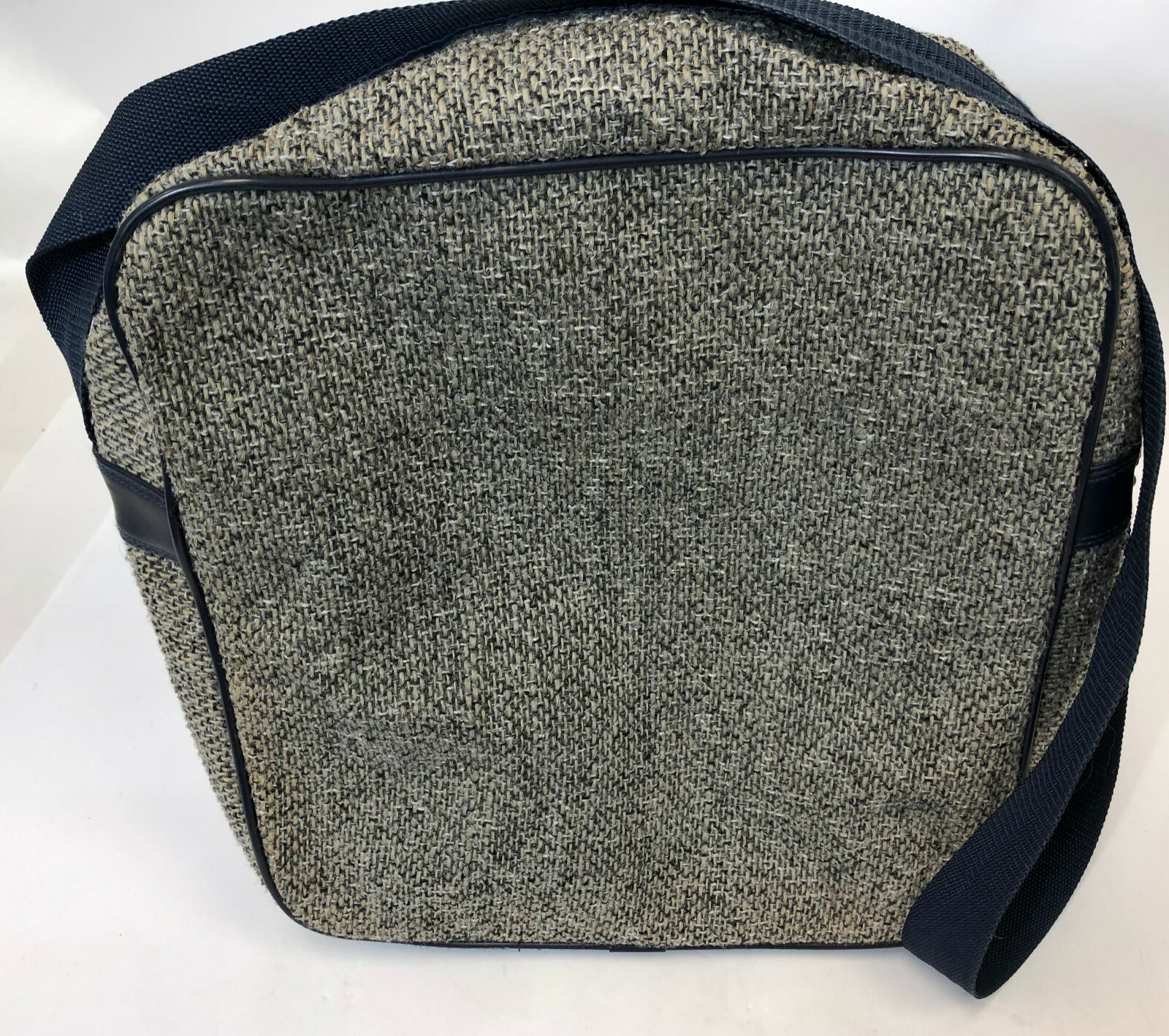 Vintage Pierre Cardin 1970 Gray Tweed Adjustable Strap Luggage Overnight Bag