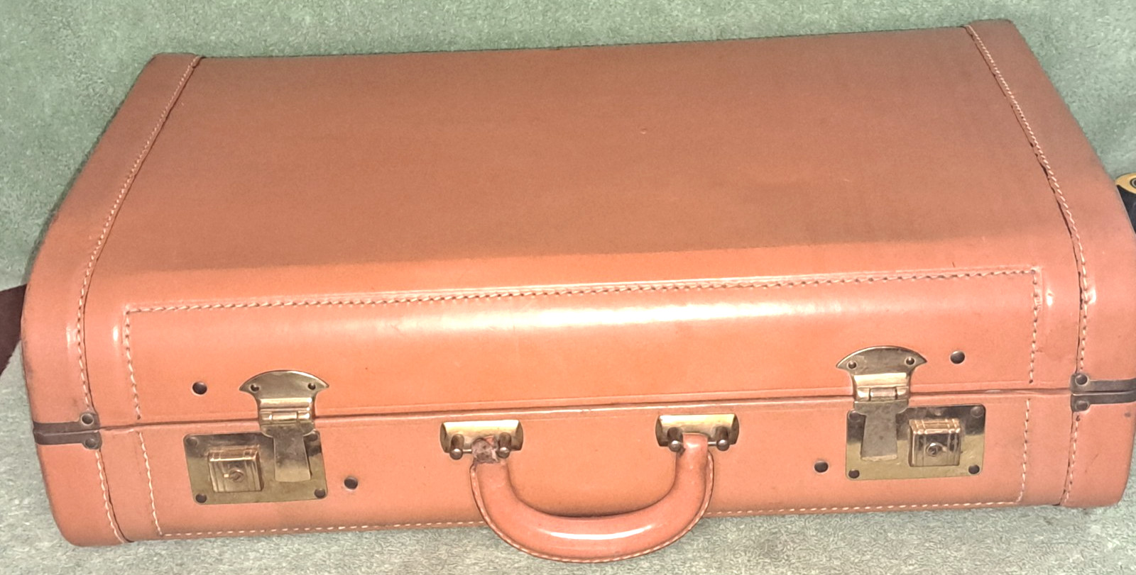 VTG Genuine Top Grain Cowhide Brown Leather 7x14x21 Suitcase Luggage Case
