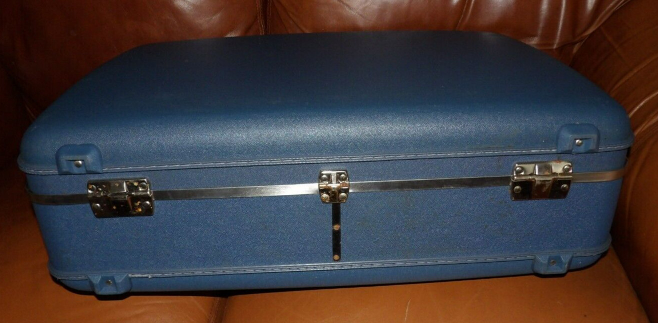 VTG 1970’s American Tourister Hard Luggage Suitcase Blue NIB 1027 Pullman Large