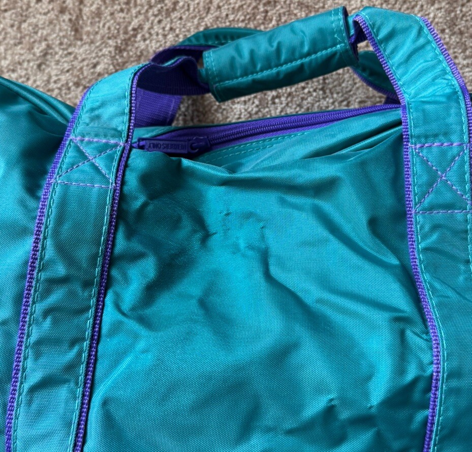Members Only Bag Vintage 80s Duffel Bag Suitcase Teal and Purple