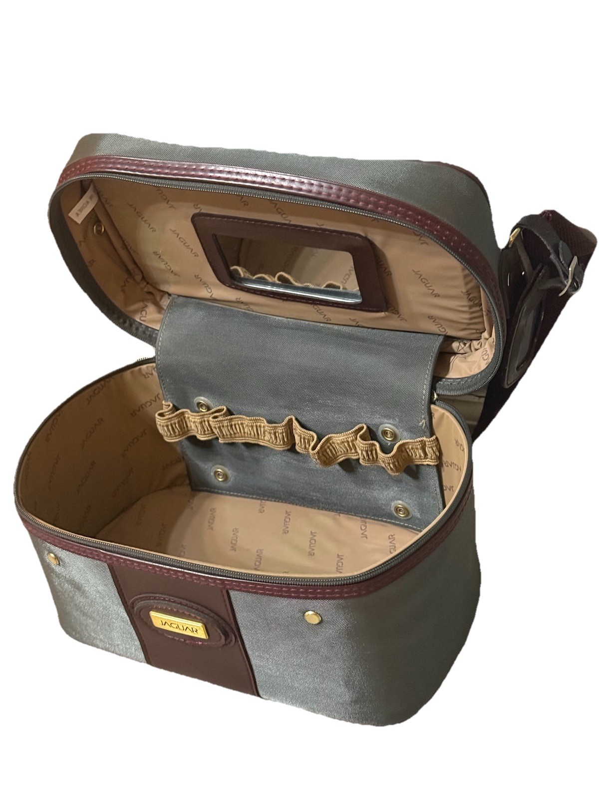 Vintage Jaguar Train Case Cosmetic Bag