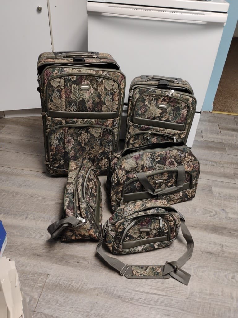 Sets of 5 Protocol English Garden Floral Tapestry Rolling Suitcase Travel Bag