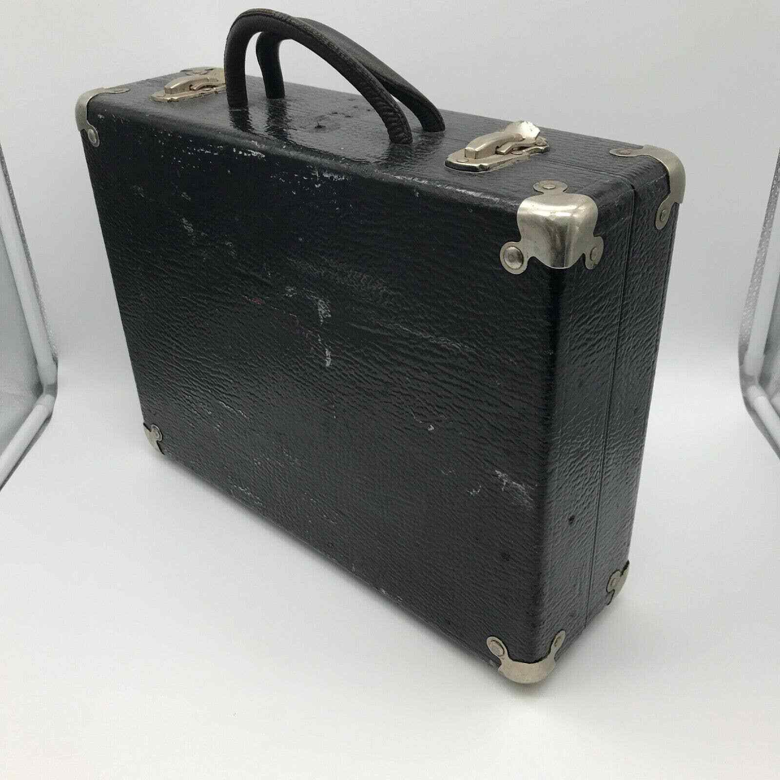 Vintage Black Briefcase Carrying Case #12 Leather Handles