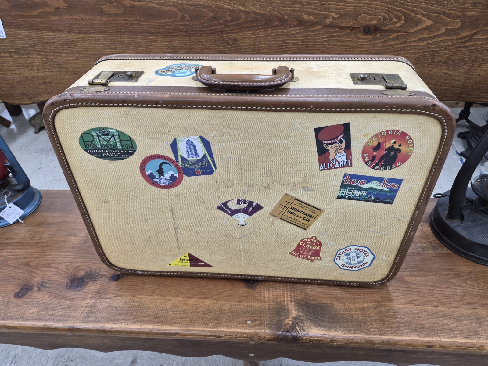 Vintage amelia earhart Travel Suitcase With Stickers
