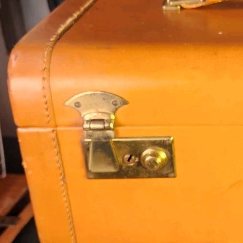 Vintage Samsonite Leather Train Case Makeup Cosmetic Box Hard Shell