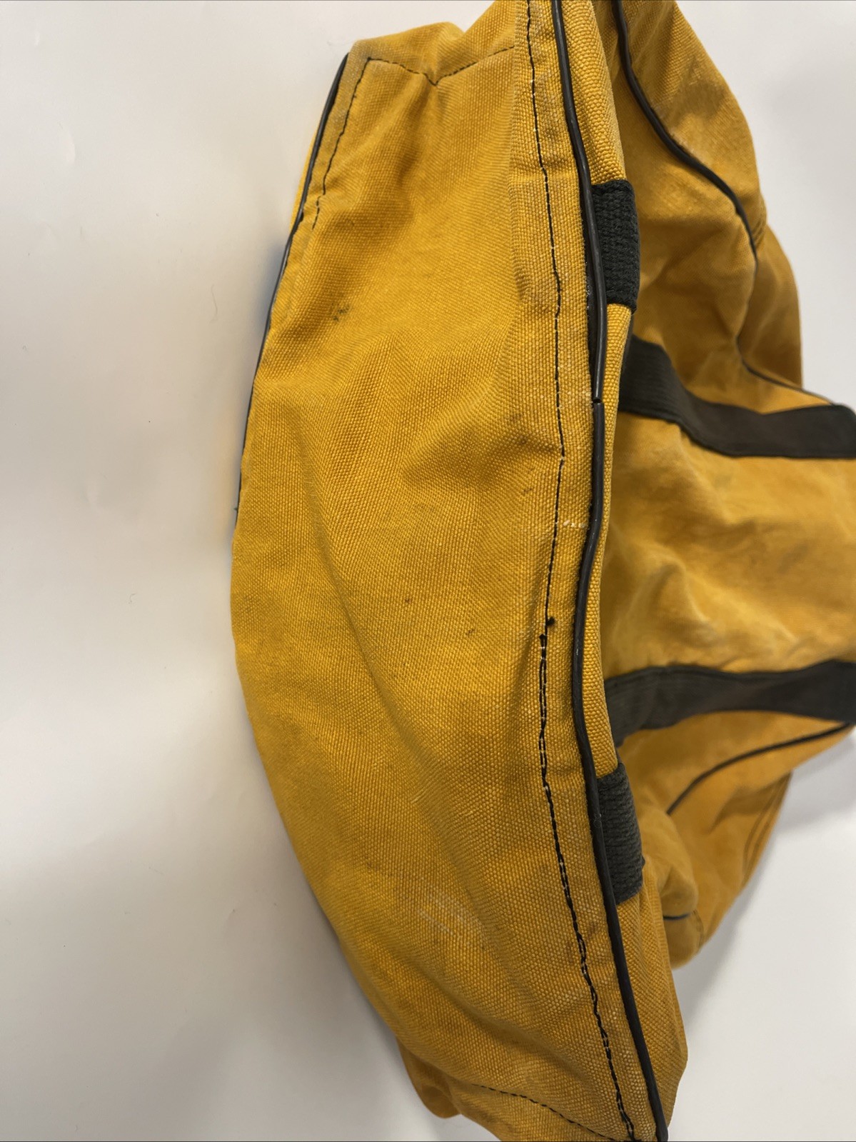 Vintage distressed gold yellow Boyt Iowa zip Canvas bag Trashed