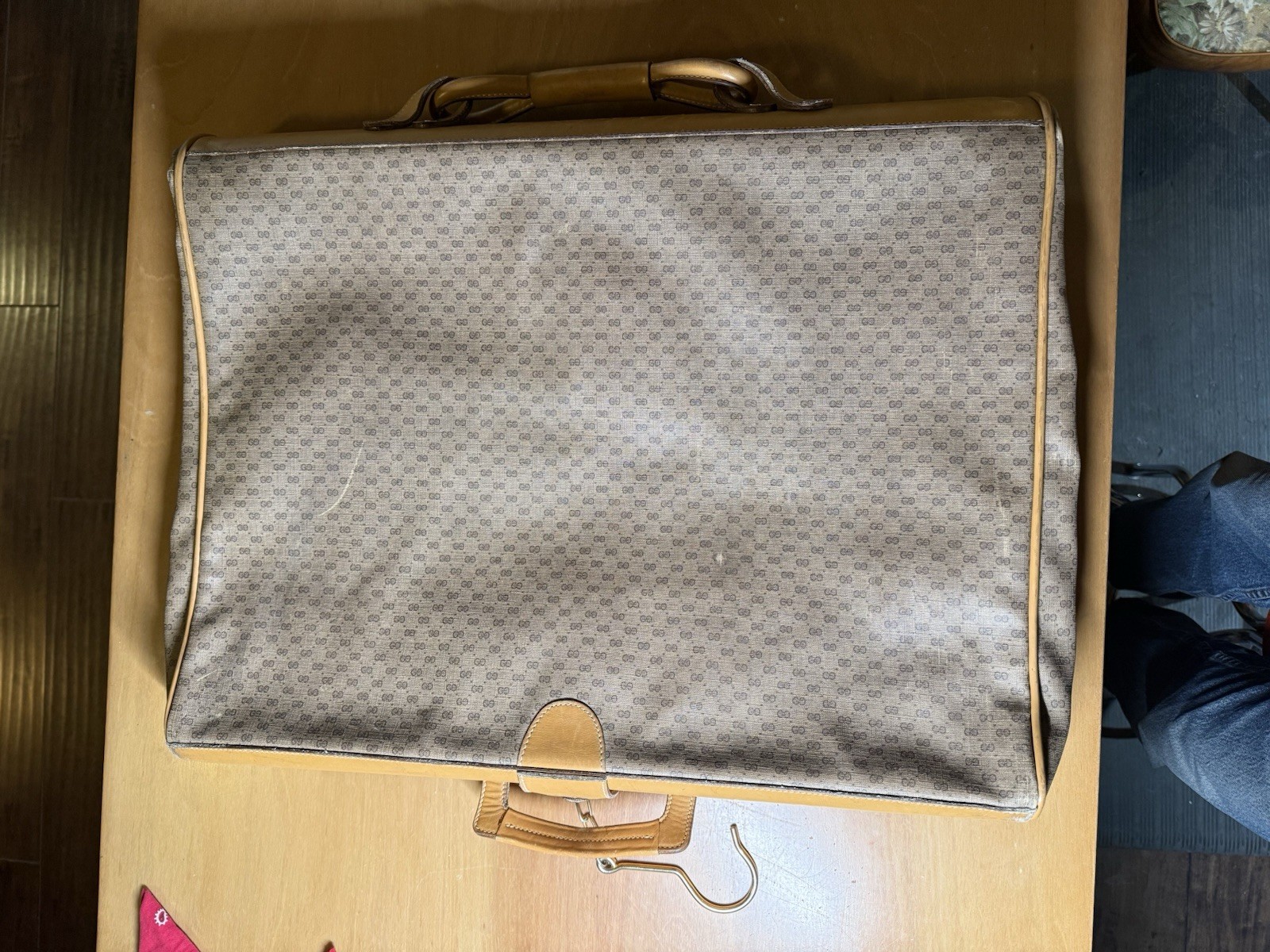 Vintage 80s Authentic Gucci Monogram Garment Bag W/ Hangers