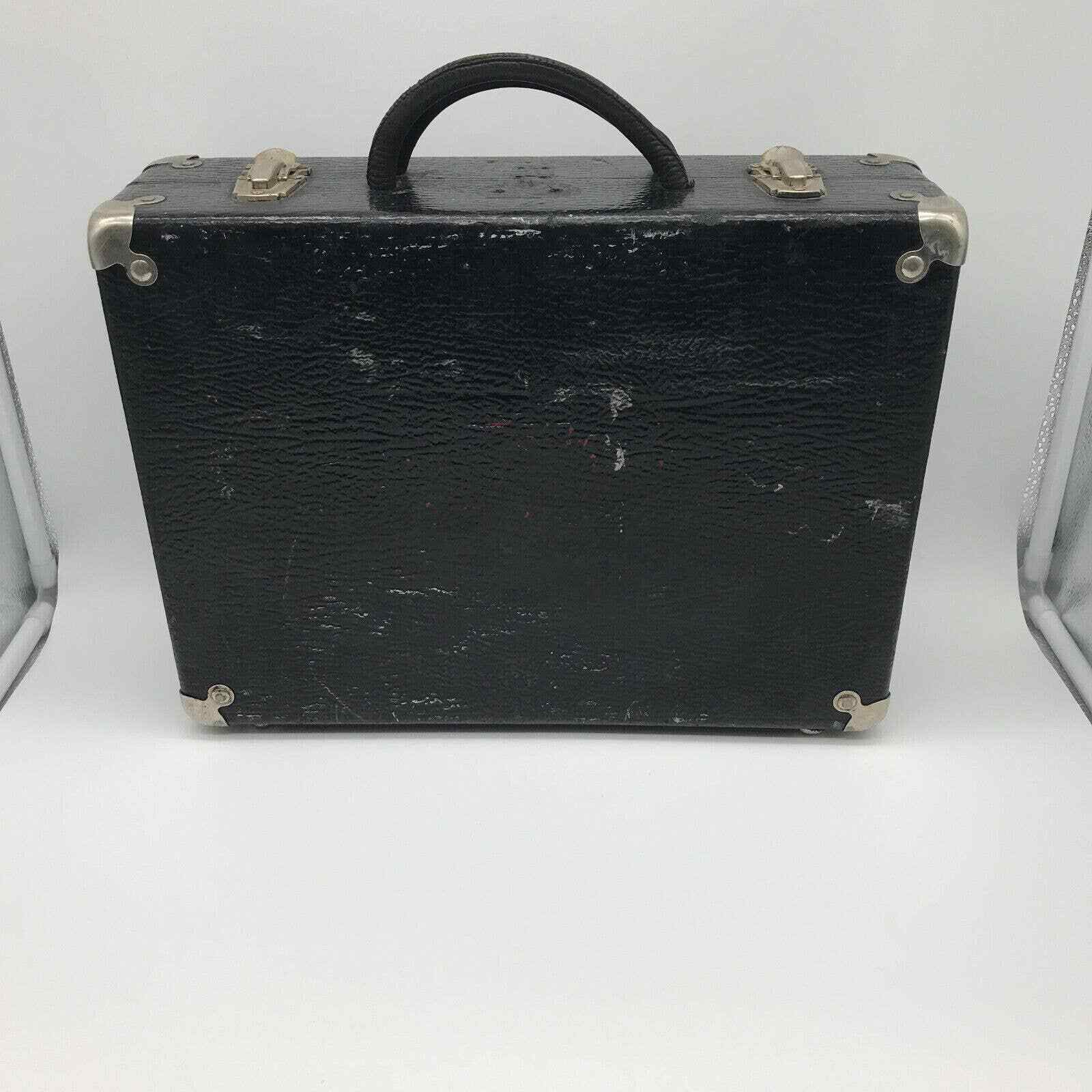 Vintage Black Briefcase Carrying Case #12 Leather Handles