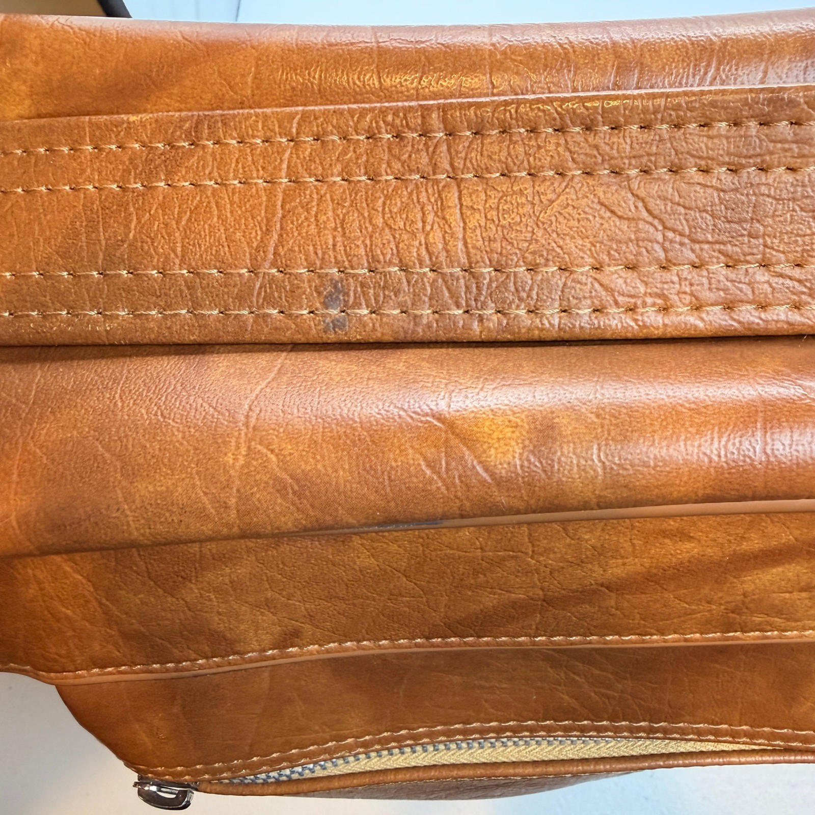 American Tourister Vintage CarryOn Suitcase Bag Brown Faux Leather Retro Travel
