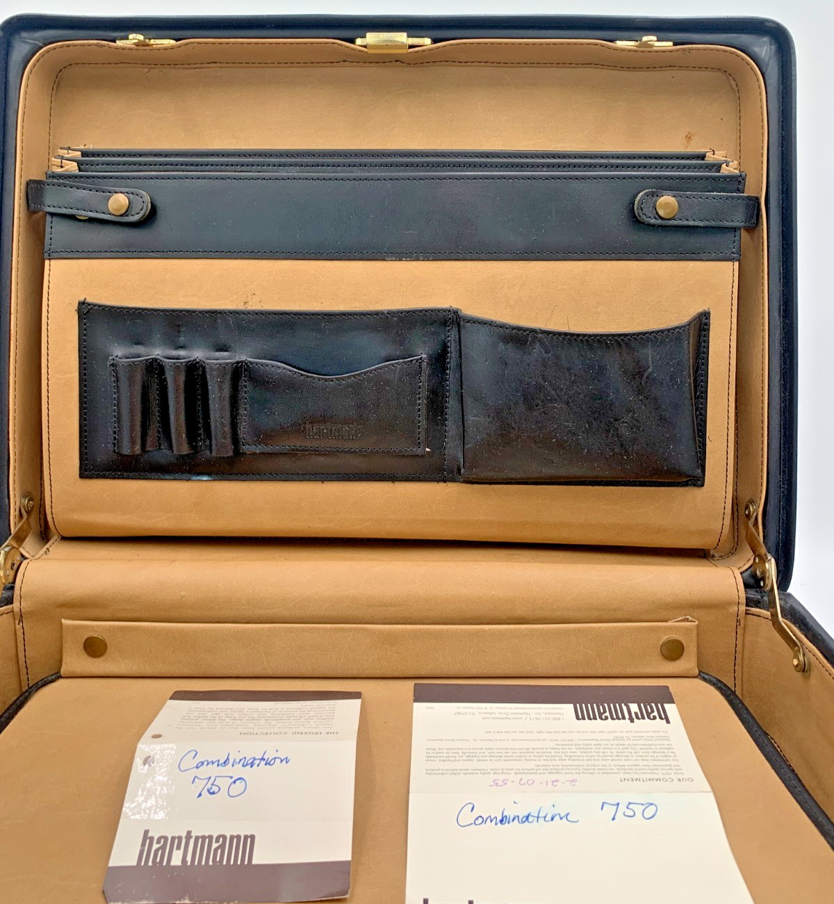 Vintage Hartmann Luggage Natural Belting Leather 18″ Briefcase Made in USA Black