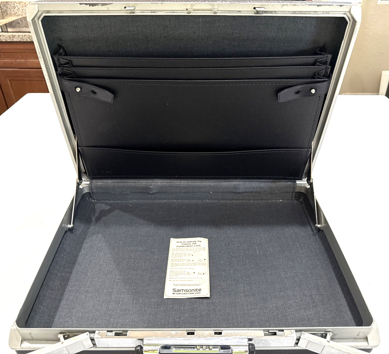 Vintage Samsonite Classic 100 Briefcase – Black Hardshell Slim 3-Dial Combo Lock