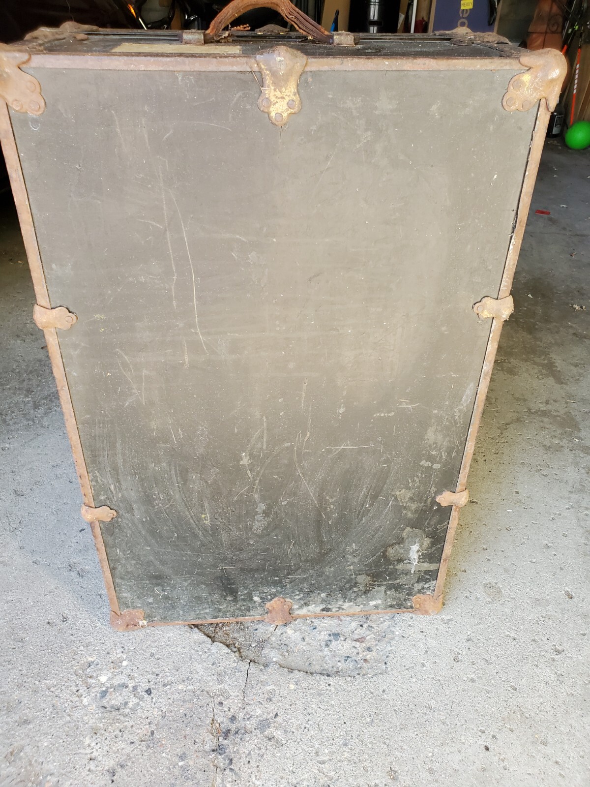 Antique Stage Coach Steamer Trunk Travel Chest Suitcase Pink Flowers & Birds