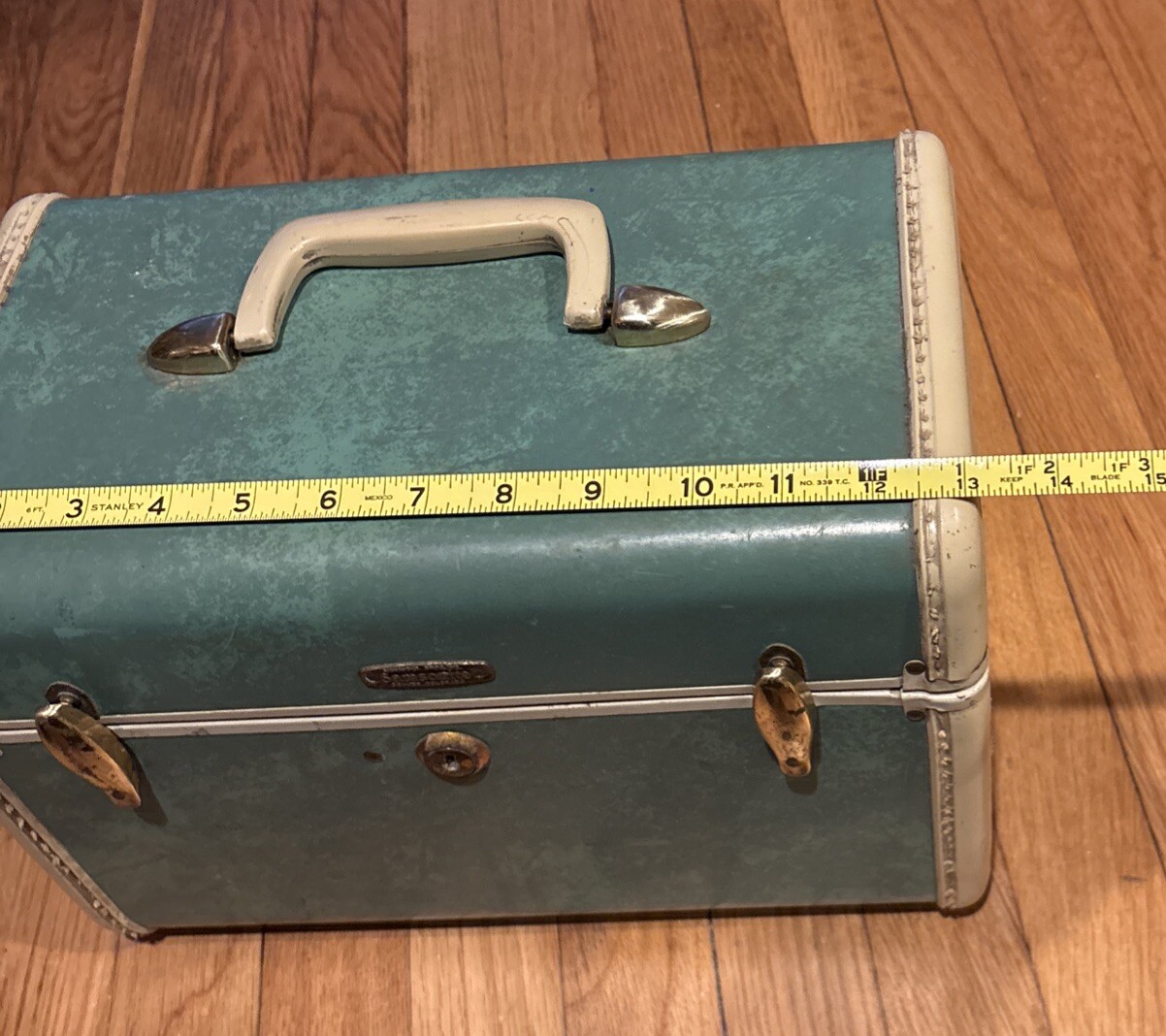 Vintage Samsonite Shwayder Bros # 5112 Marbled Jade Green Train Case 13” w/Key