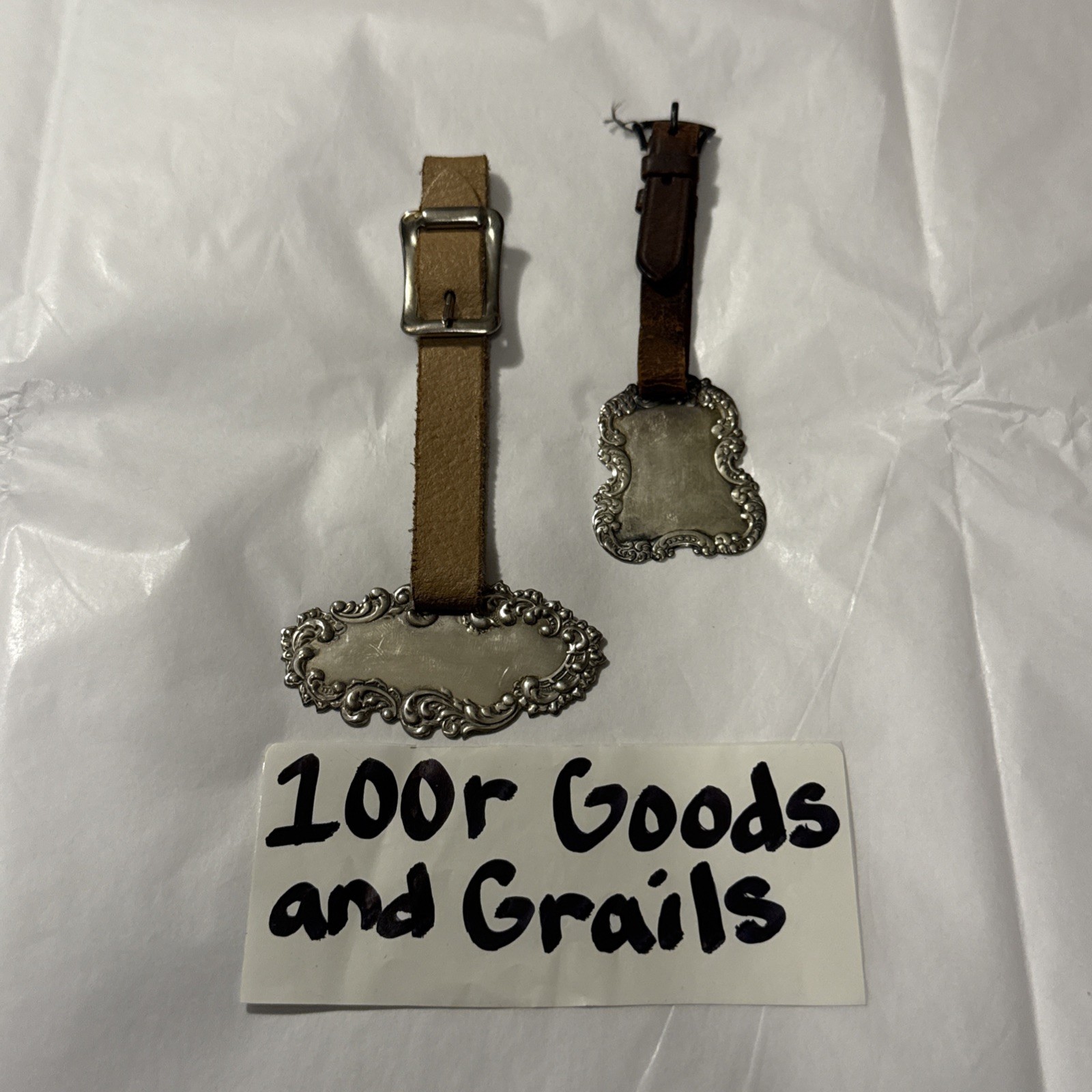 Vintage Sterling Silver Golf Bag / Luggage Tag Holders Set of 2 P&P 27 Grams