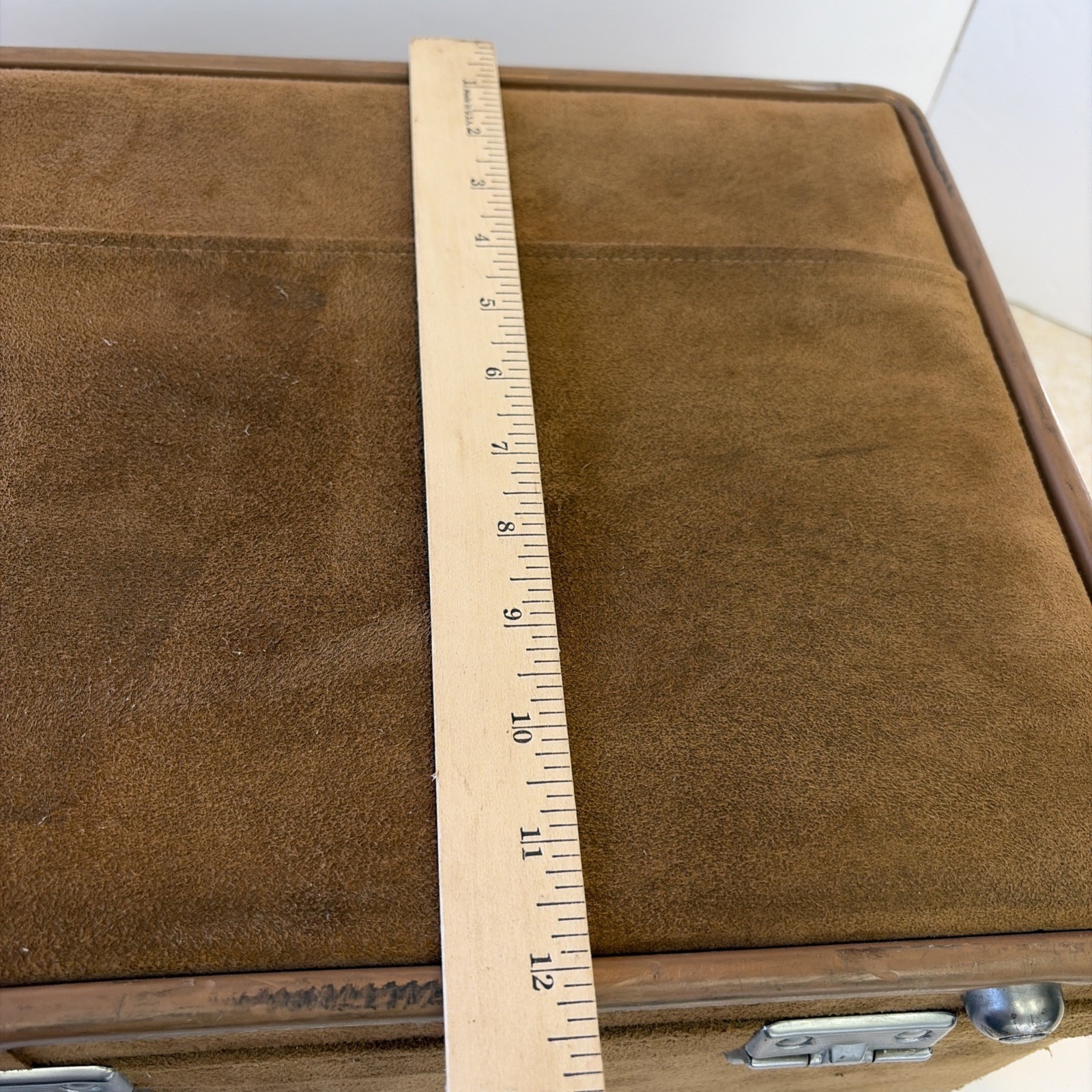 RETRO SUEDE VINTAGE HALSTON HARTMANN 21” SUITCASE LUGGAGE DESIGNER