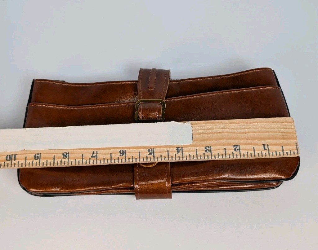 Vintage 50s Amity Brown Vinyl Tie Holder Travel Case Made In Japan