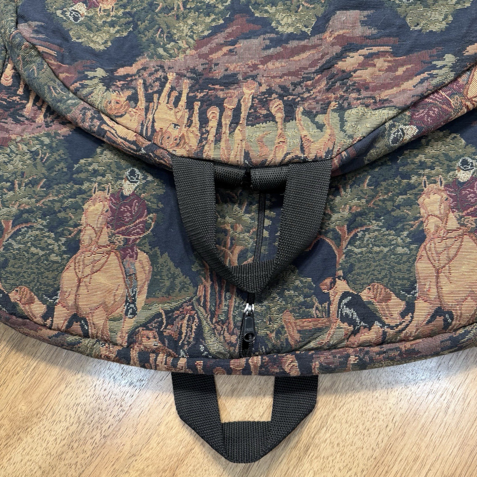 Vintage Equestrian Fox Hunt Tapestry Garment Bag Luggage Travel Dog Horse