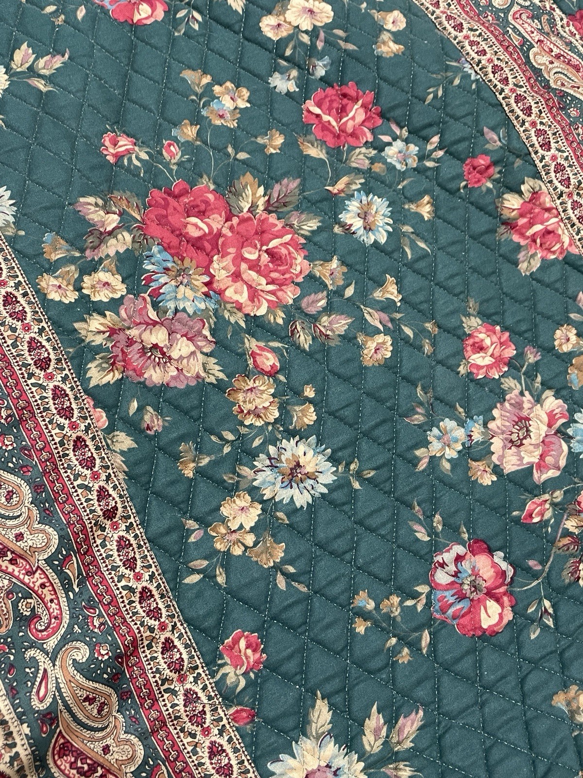 Vtg 80s Vera Bradley Greenbriar Cotton Garment Bag Indiana USA Made Green Floral