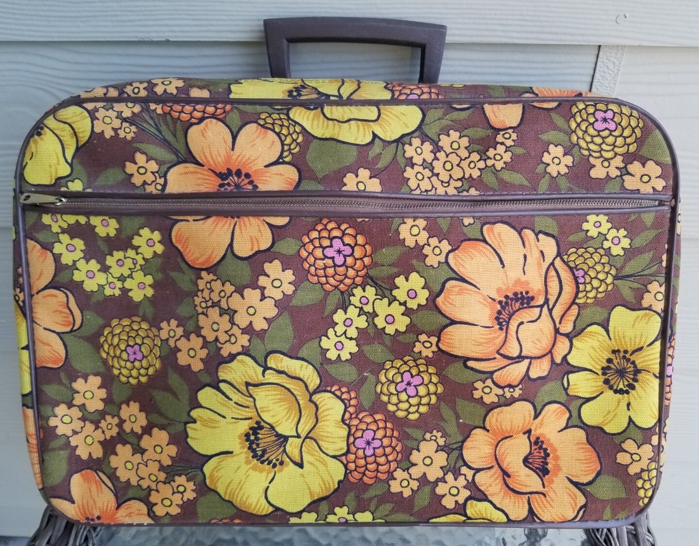 Vintage! 1960’s Made in Japan FLORAL Unbranded Overnight Carry-on Hand Luggage