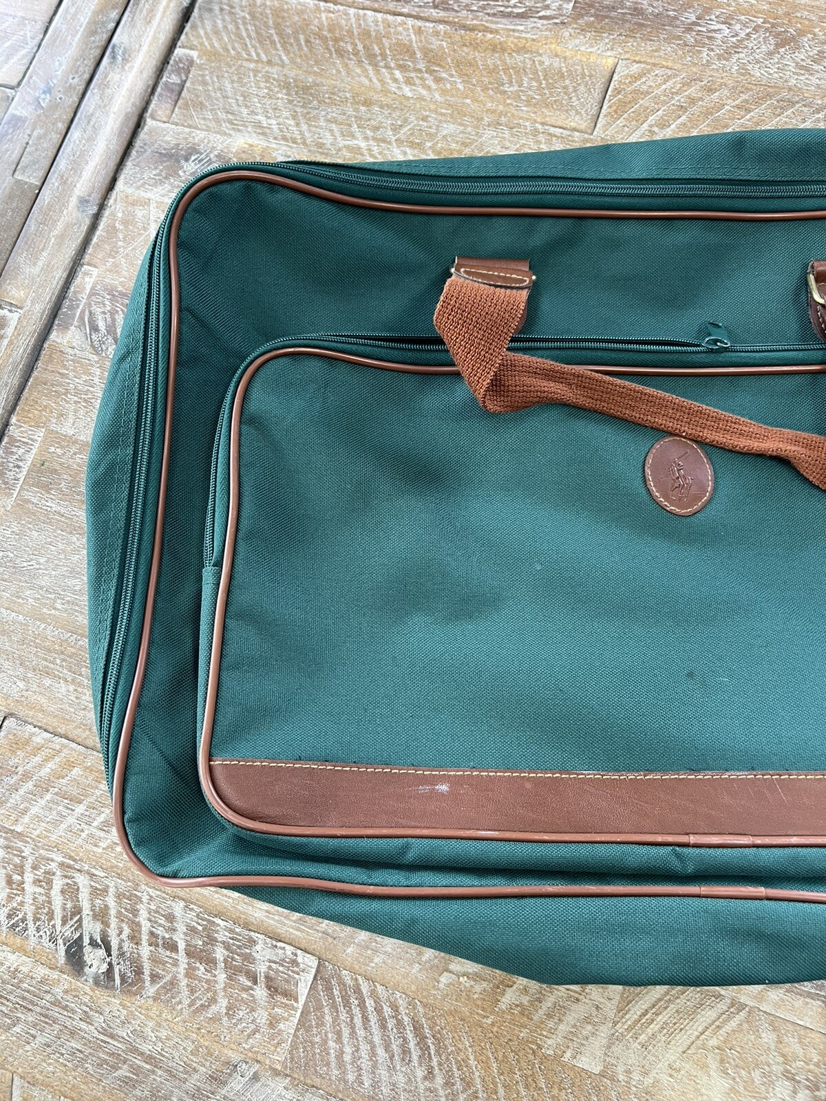 Vintage Ralph Lauren Green Canvas Travel Carry On Bags Lot