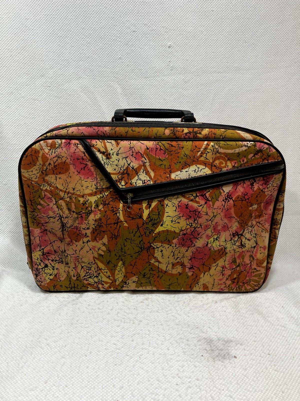 VTG Holiday Fair Flower Power Suitcase Luggage Canvas Carry On Floral Multicolor