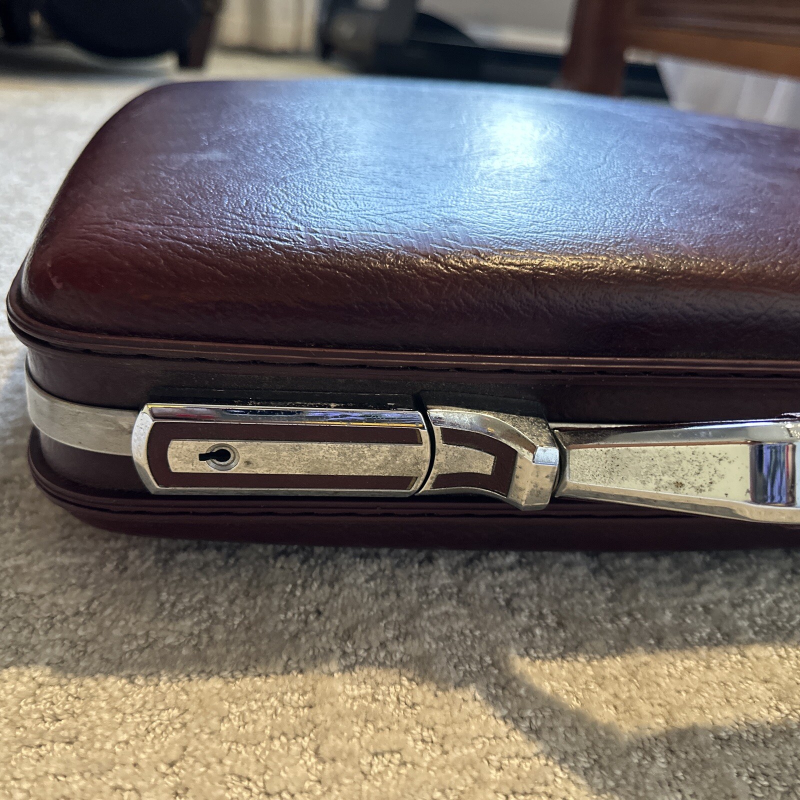 Vintage American Tourister Maroon Patent Leather Hard Shell Briefcase Maroon