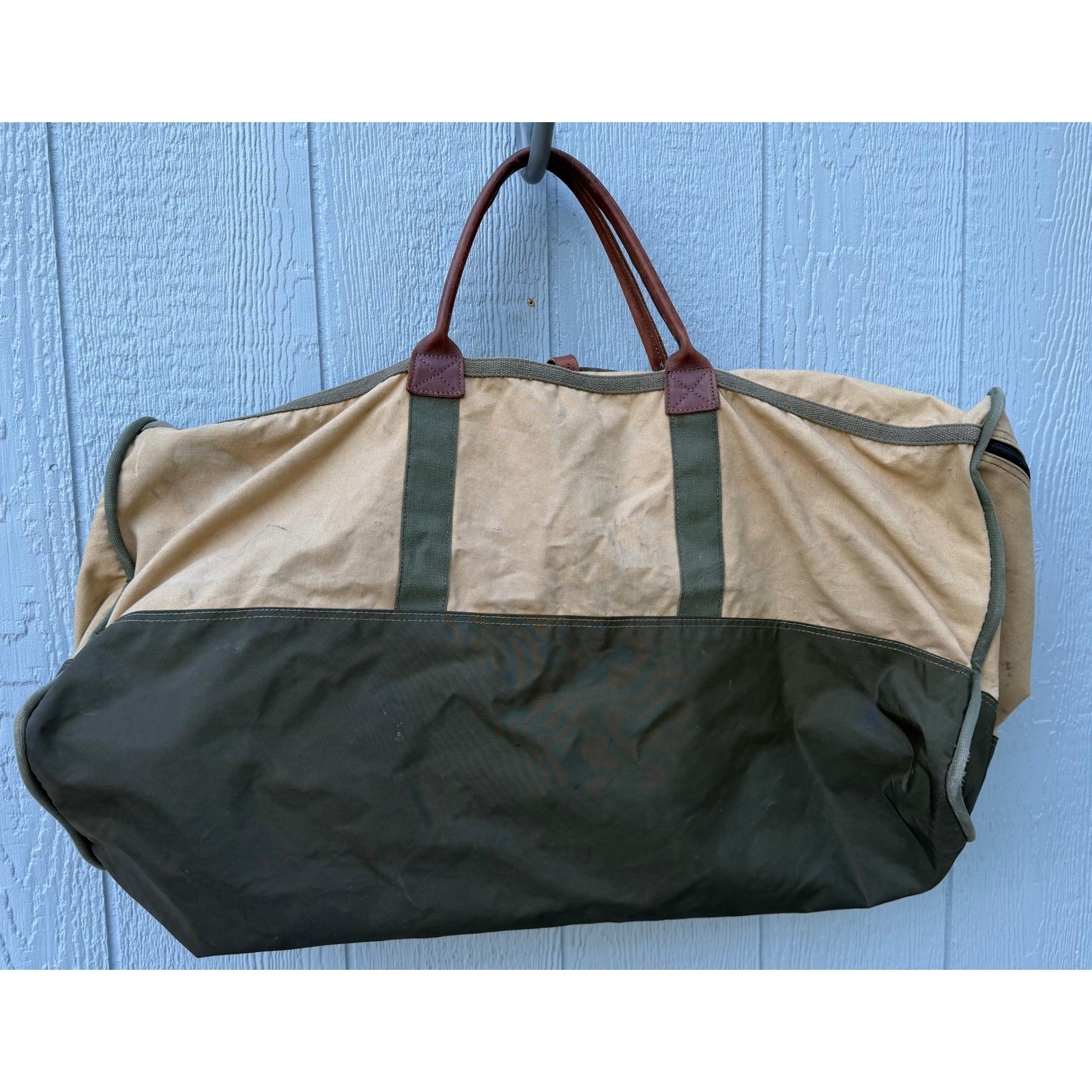 VTG LARGE GOKEY Battenkill No.9 Weekend Duffle Bag Luggage Cavas Leather RARE