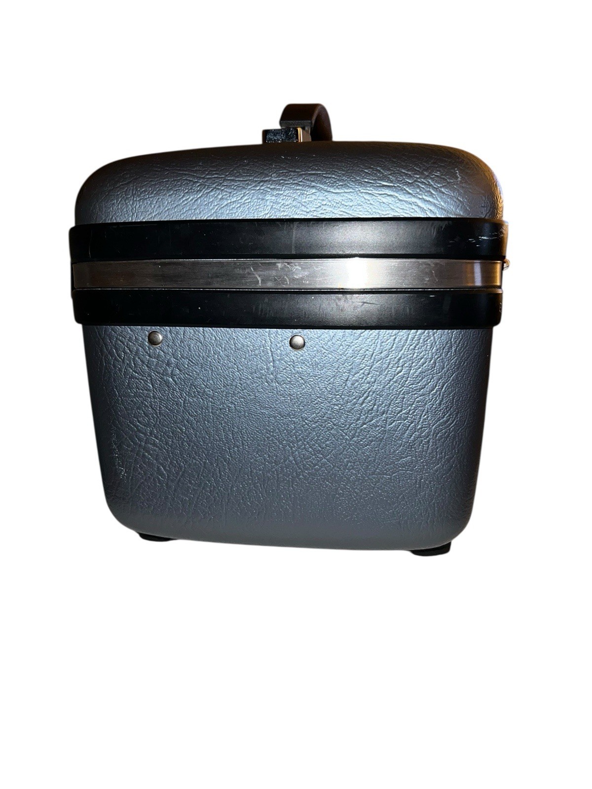 Vtg American Tourister Blue Makeup Train overnight Carry case with Tray & Mirror